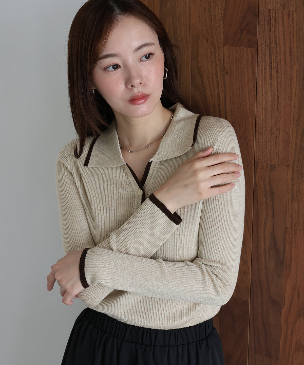 【早割5％OFF】ウール混バイカラースキッパーニット