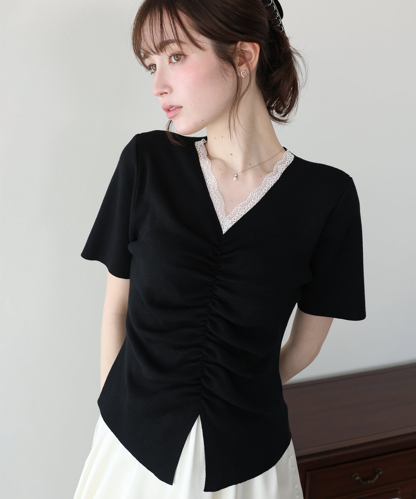 フロントシャーリングニット【メール便】