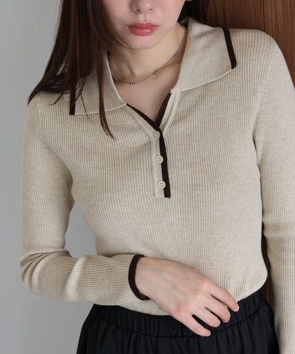 【早割5％OFF】ウール混バイカラースキッパーニット