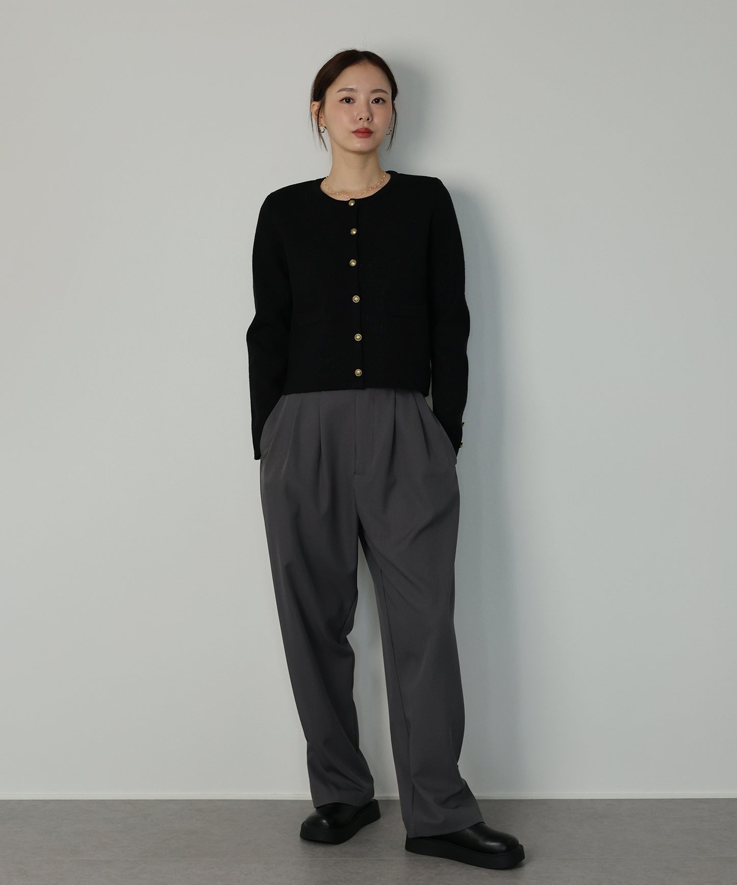 ゴールドボタンラメニットジャケット