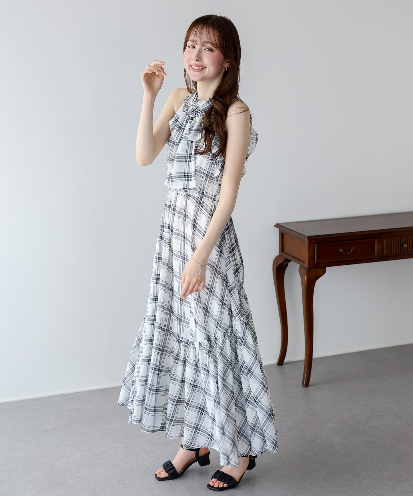 《2サイズ展開》2WAYボウタイ アメスリチェックワンピース