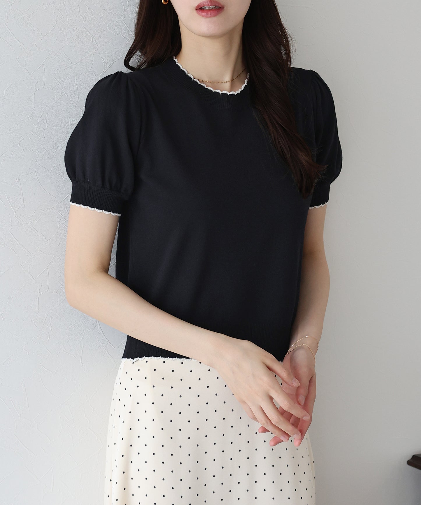 【TIME SALE】配色スカラップニット