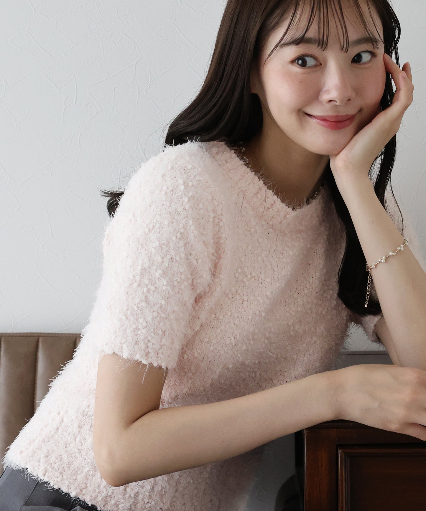 【TIME SALE】ぽこぽこシャギー半袖ニット