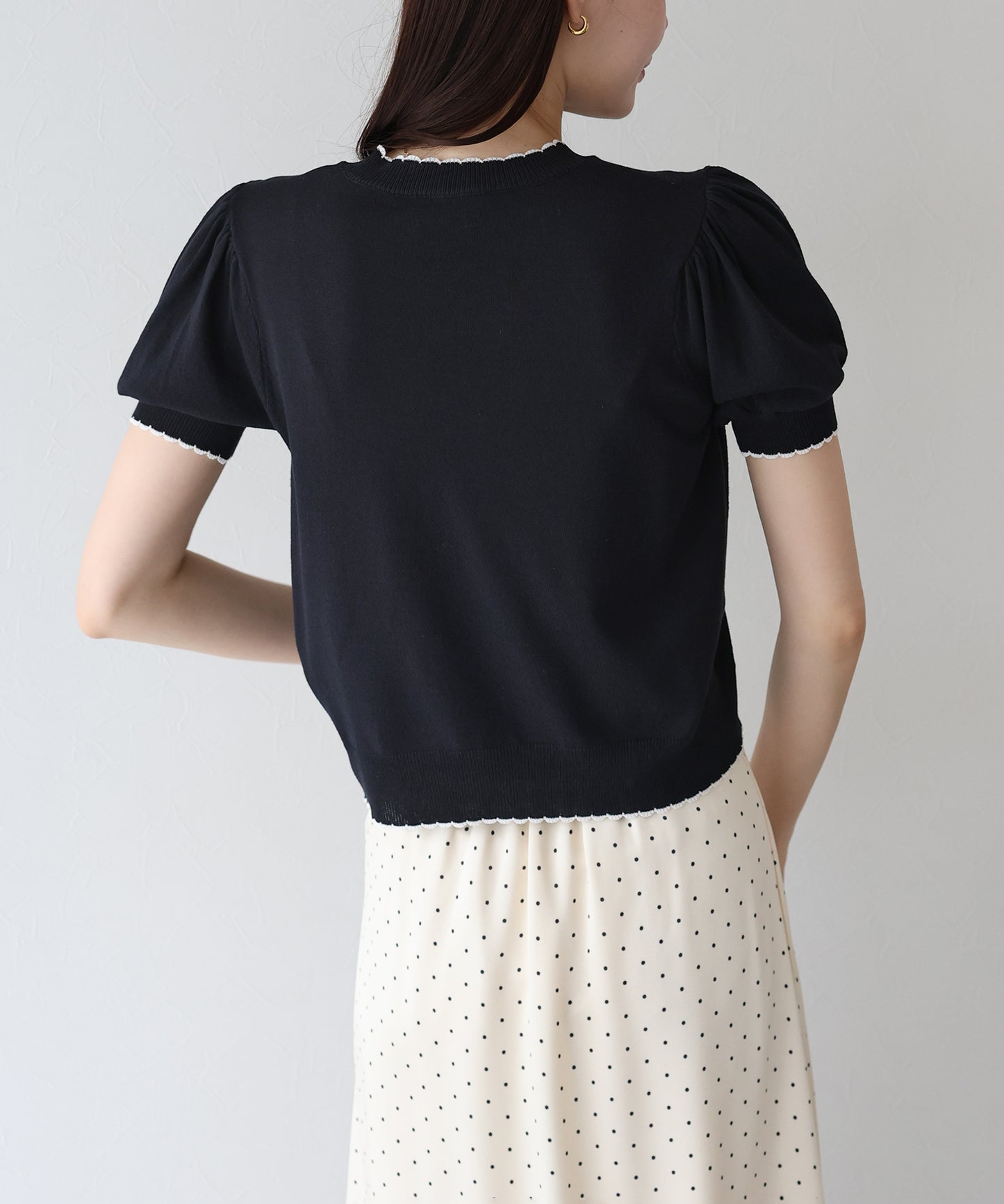【TIME SALE】配色スカラップニット