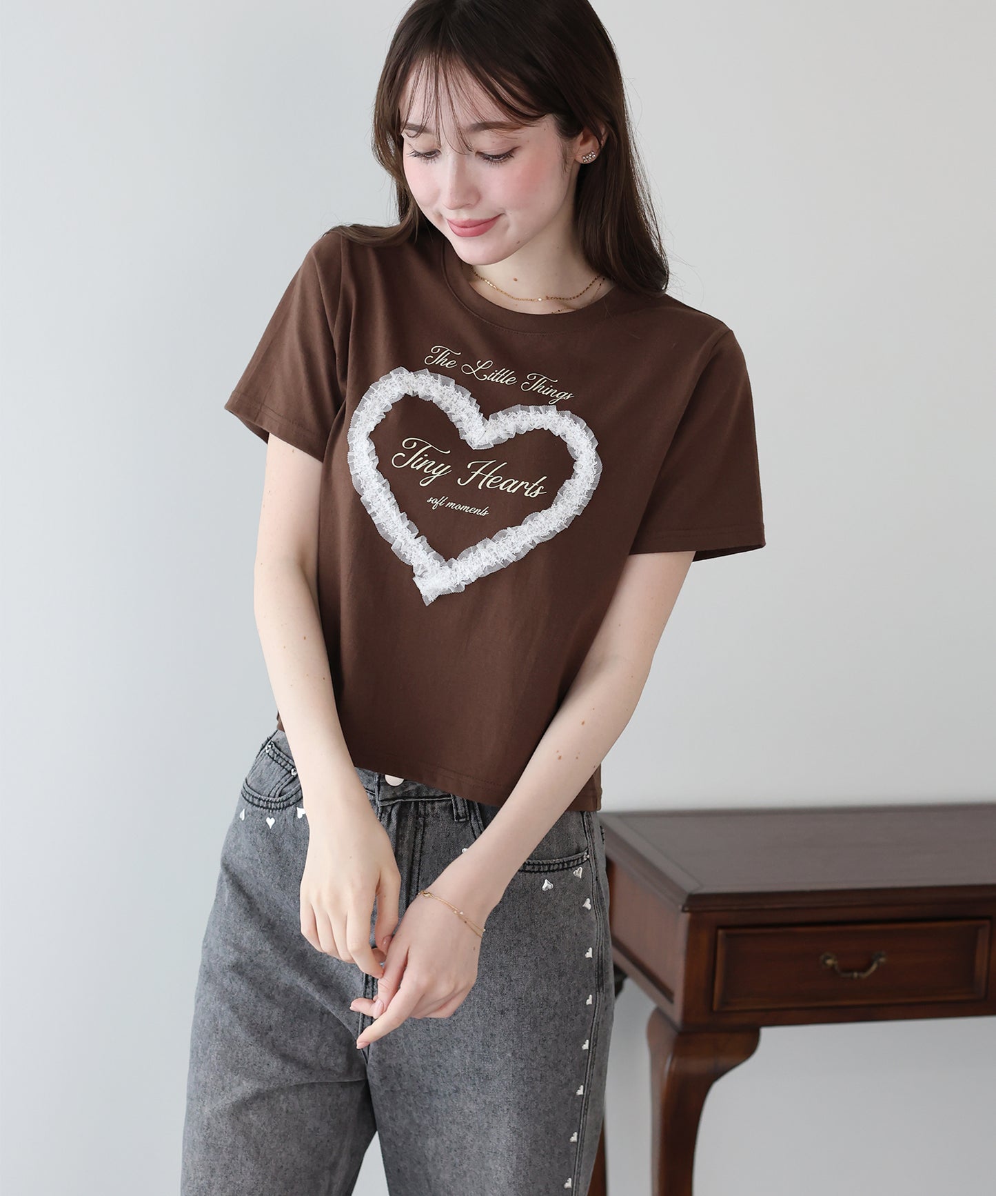 ハートレースショートTシャツ【メール便】