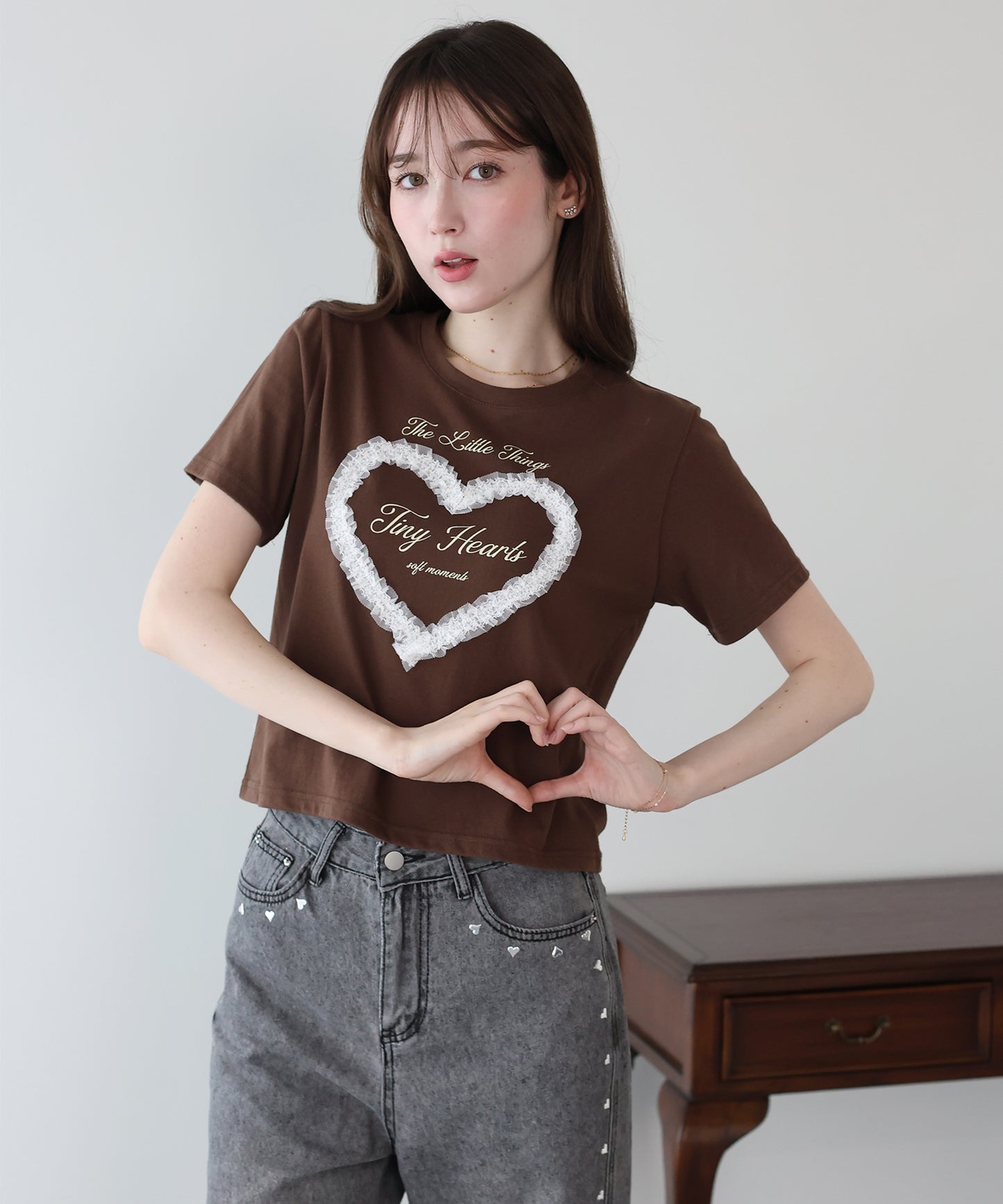 ハートレースショートTシャツ【メール便】