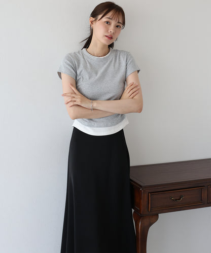 【TIME SALE】サイドシャーリングレイヤードTシャツ【ネコポス】