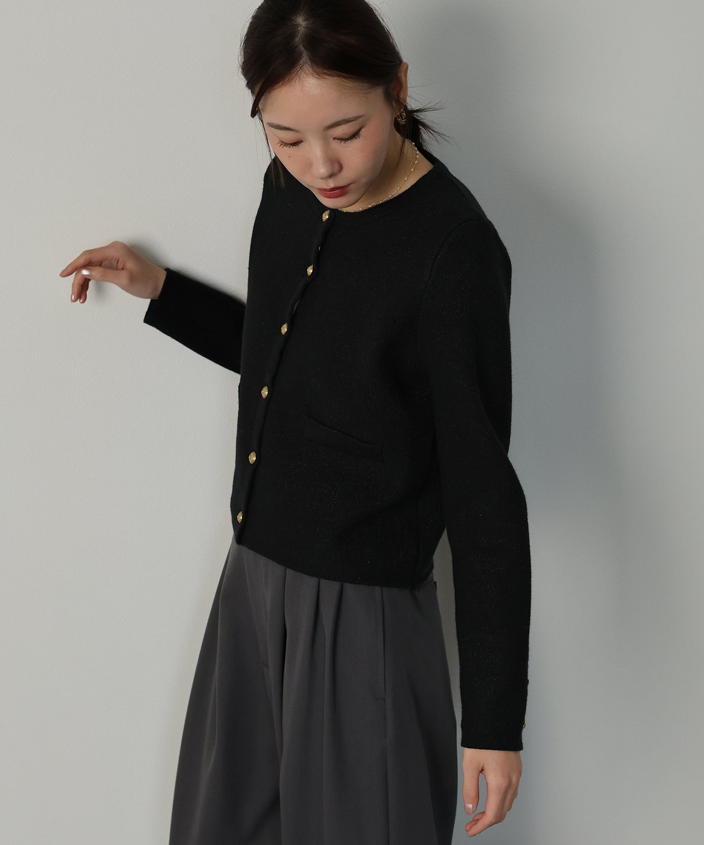 ゴールドボタンラメニットジャケット