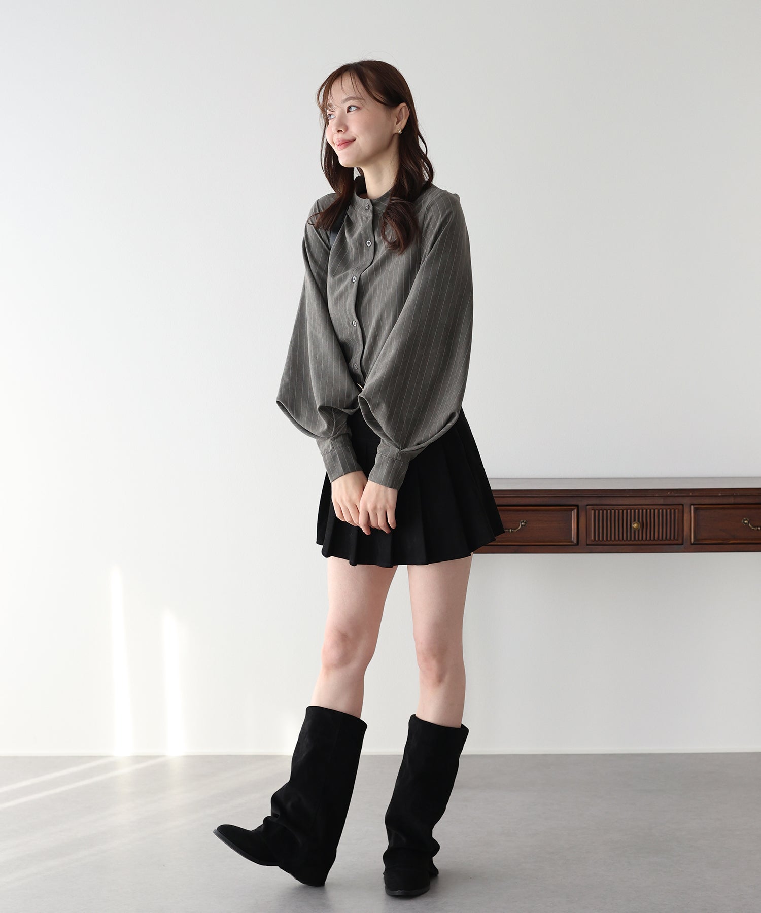 スタンドカラーボリュームスリーブシャツ – BLUE ONLINE