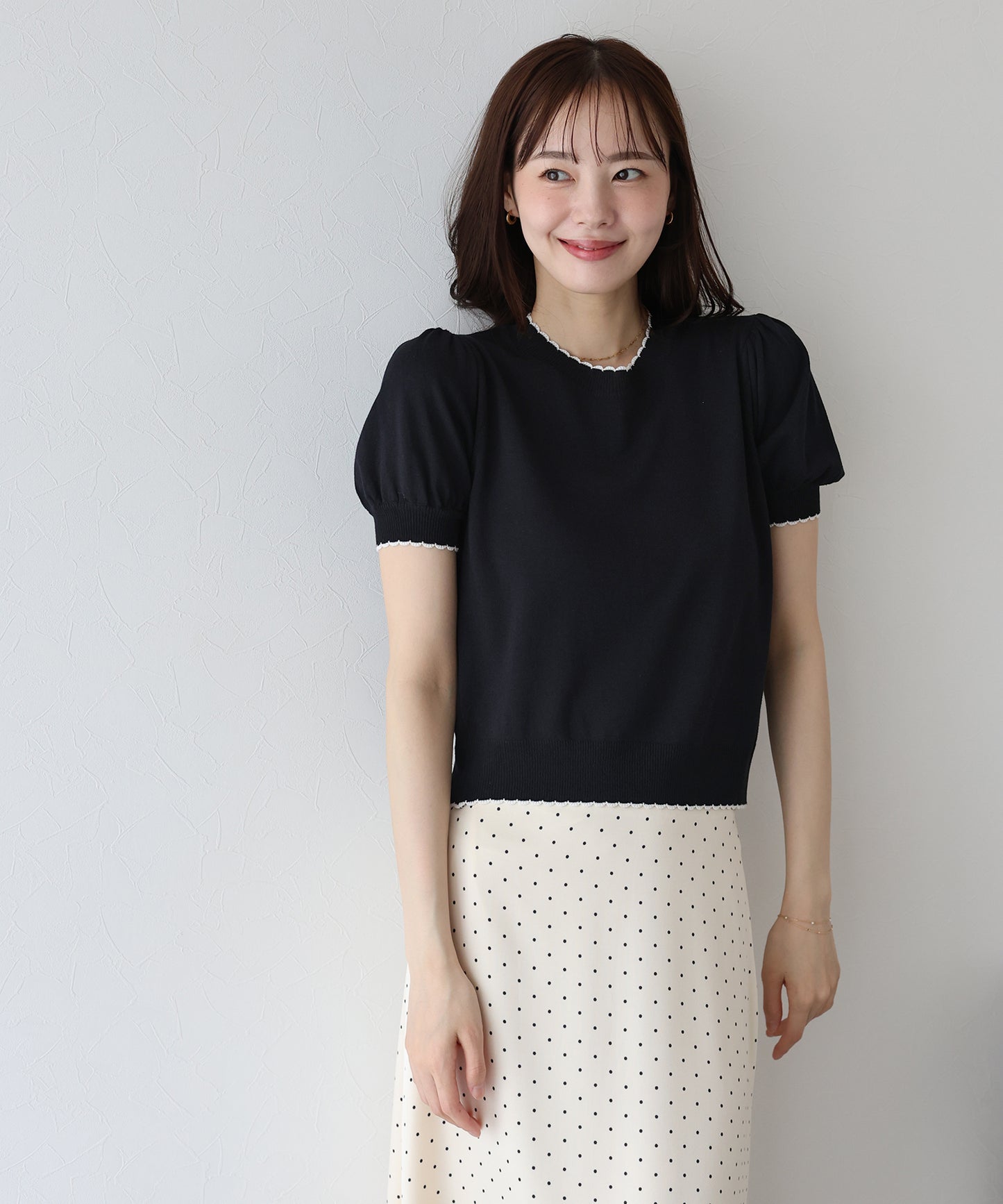 【TIME SALE】配色スカラップニット