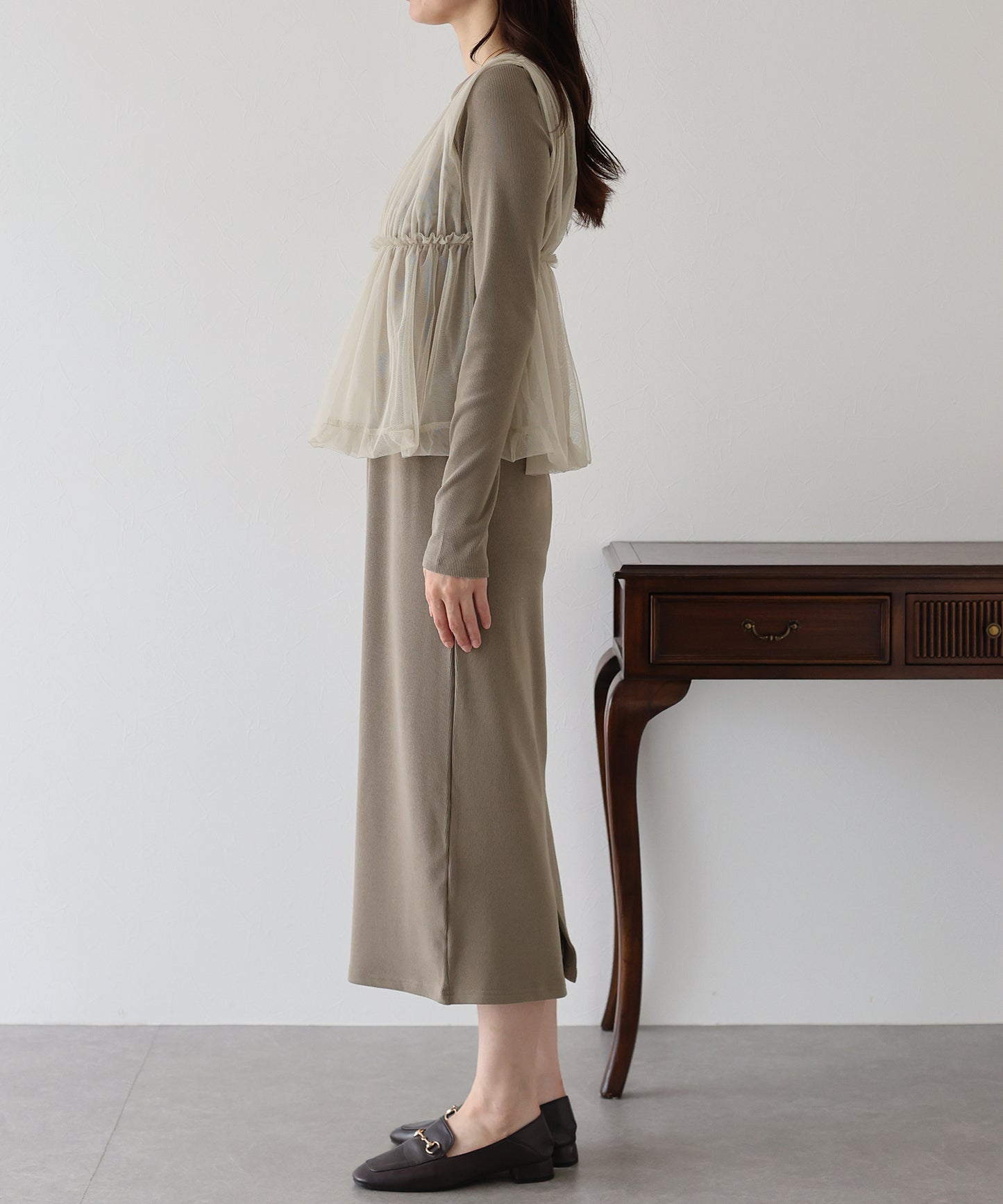 チュールバルーンドッキングワンピース