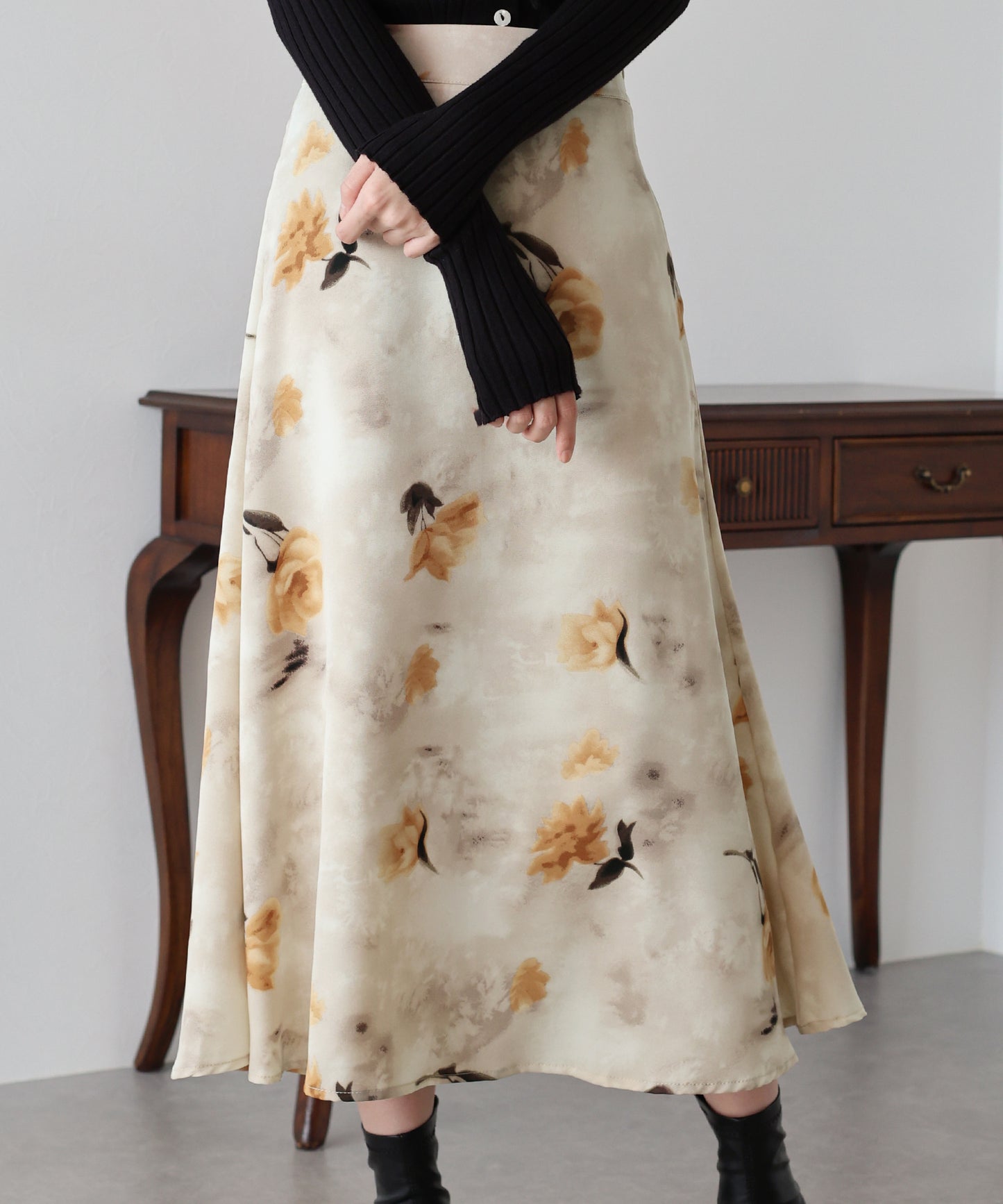 フラワープリント マーメイドスカート