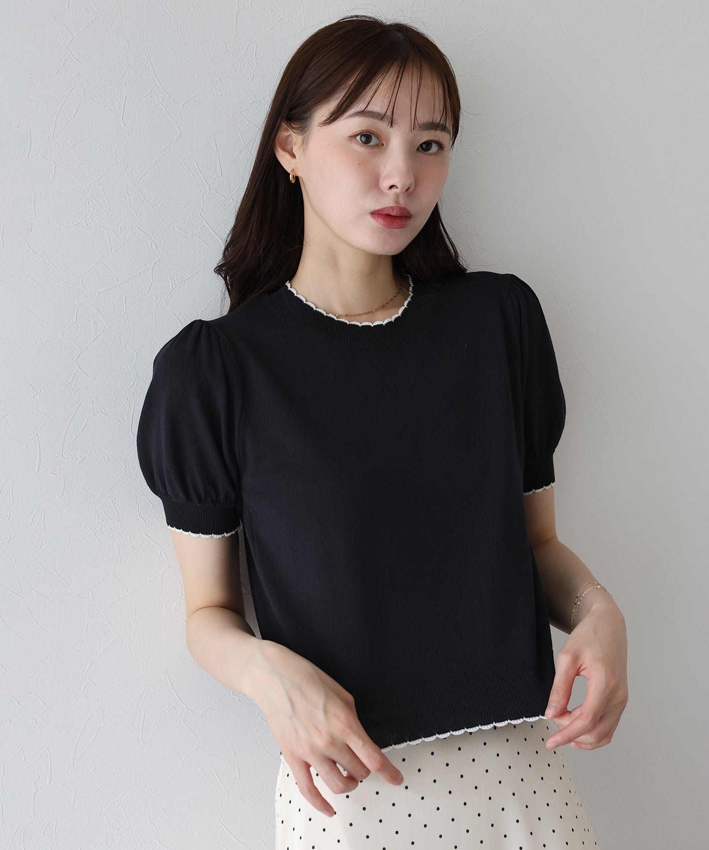 【TIME SALE】配色スカラップニット