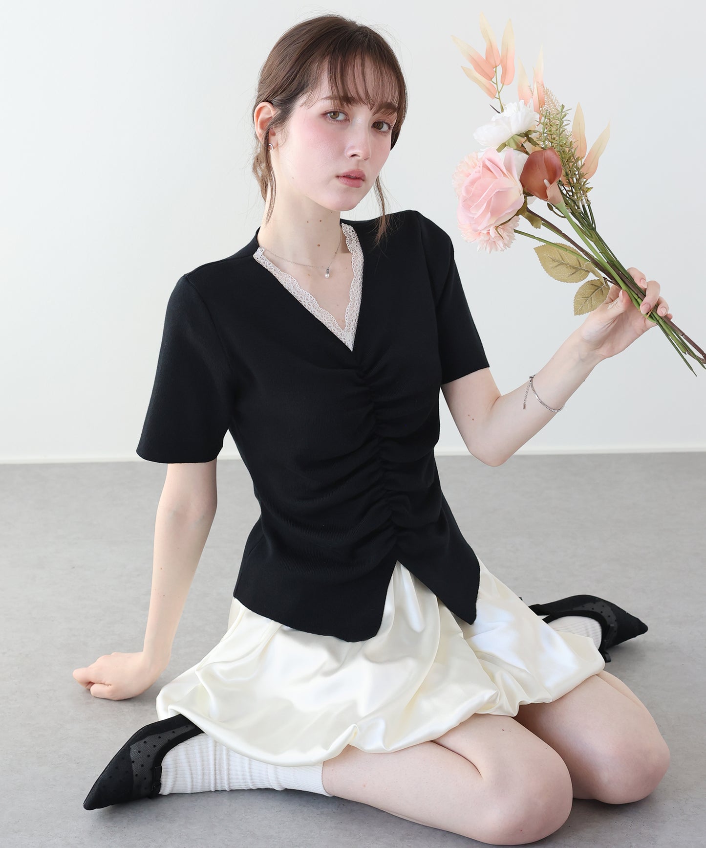 フロントシャーリングニット【メール便】