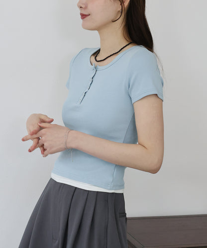 【TIME SALE】ヘンリーネック半袖Tシャツ【ネコポス】