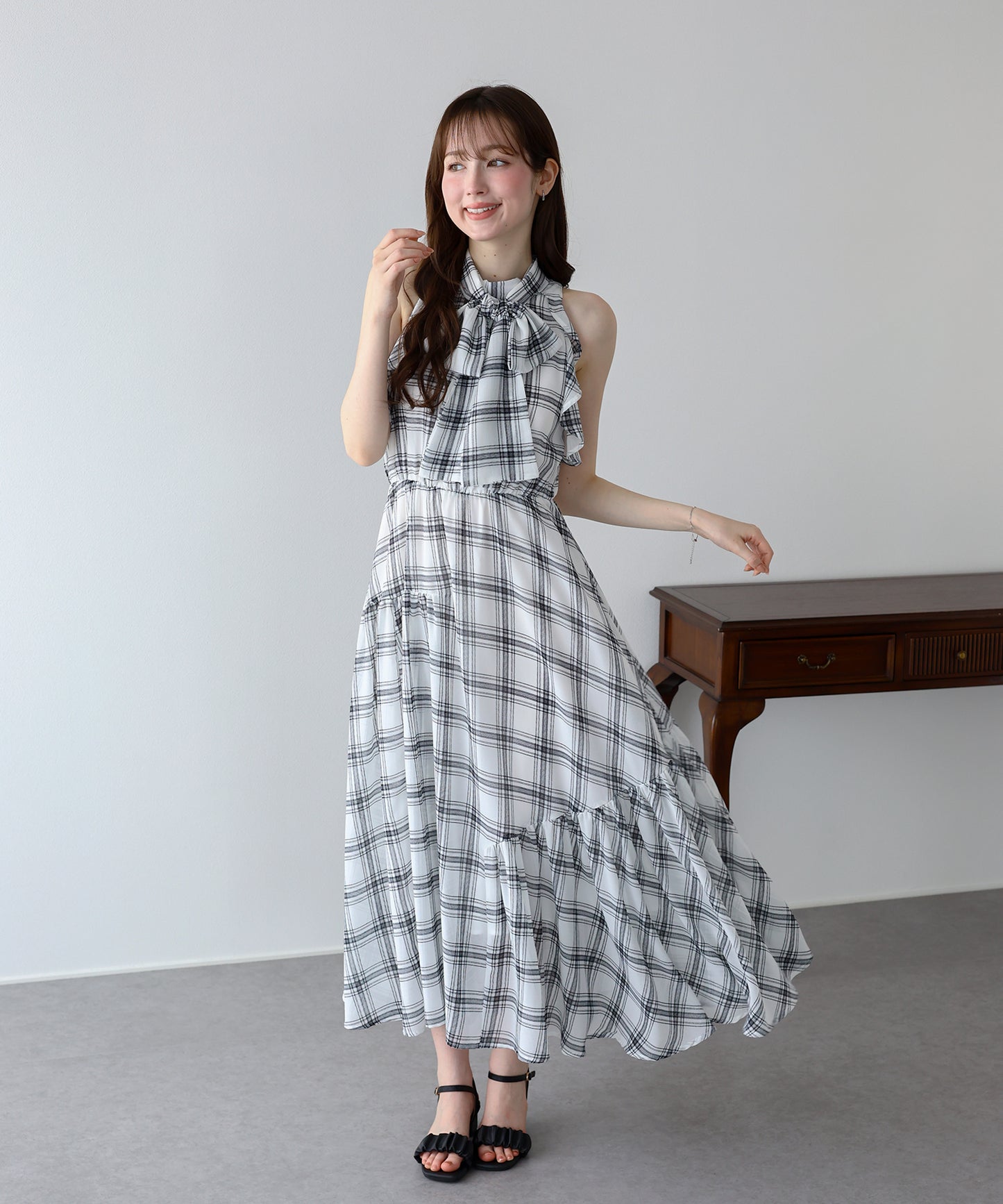 《2サイズ展開》2WAYボウタイ アメスリチェックワンピース