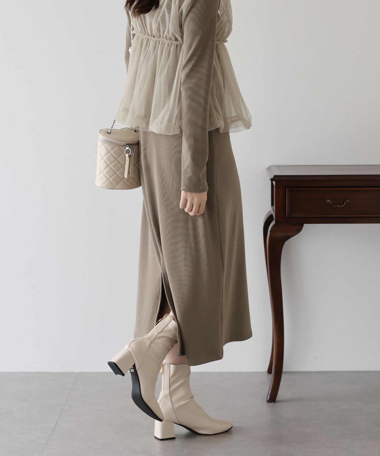 チュールバルーンドッキングワンピース