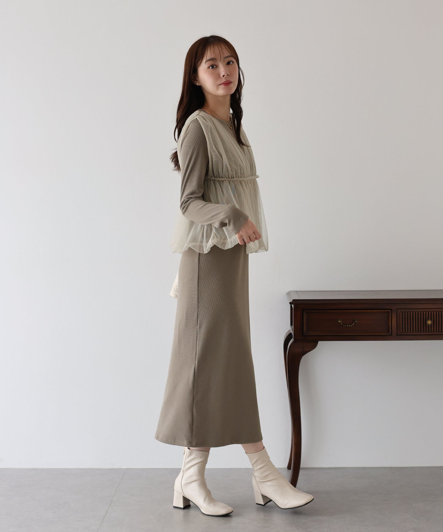 チュールバルーンドッキングワンピース