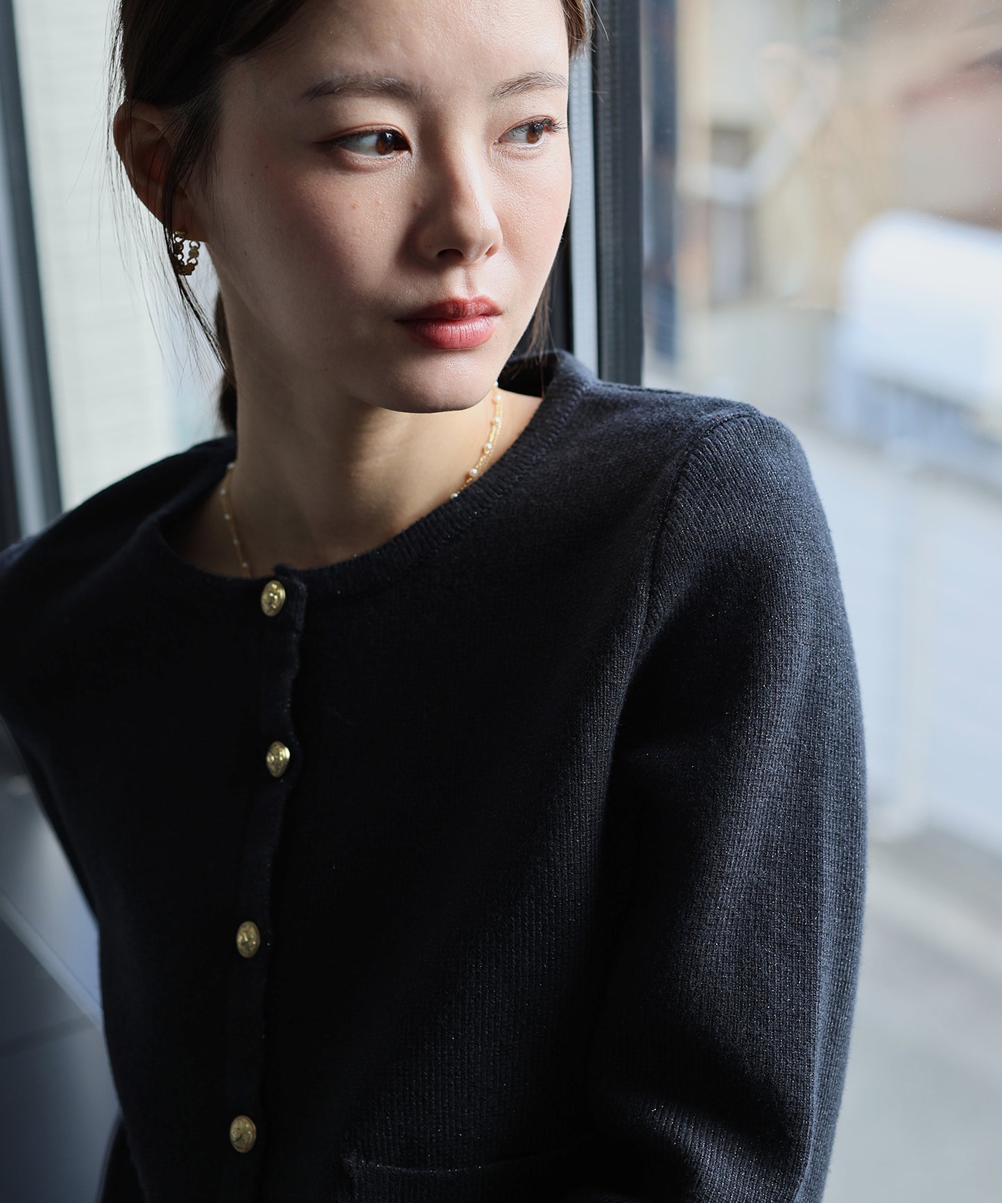 ゴールドボタンラメニットジャケット