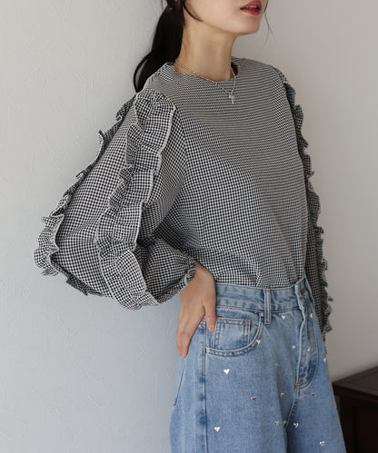 【SALE】フリルスリーブブラウス