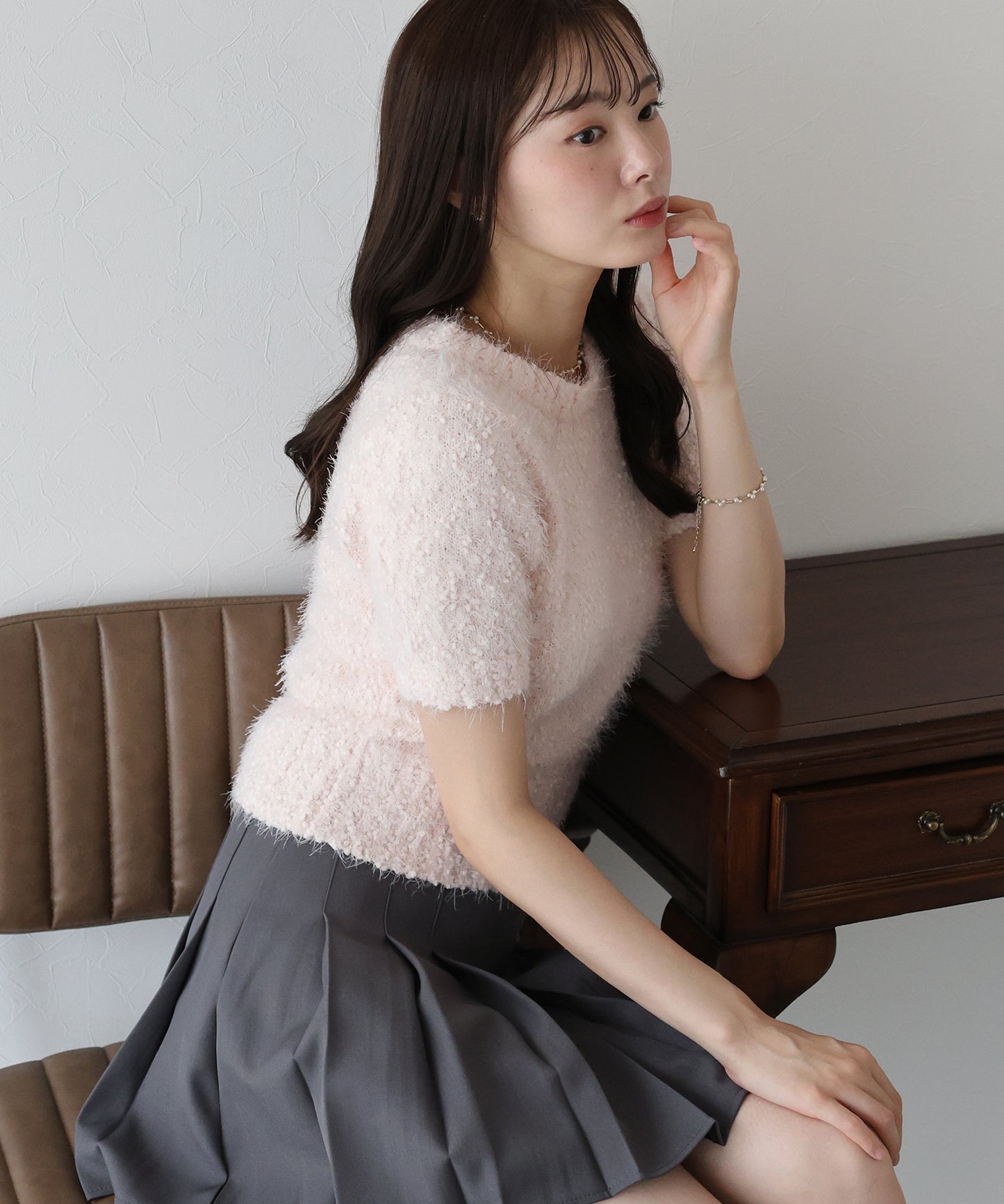 【TIME SALE】ぽこぽこシャギー半袖ニット