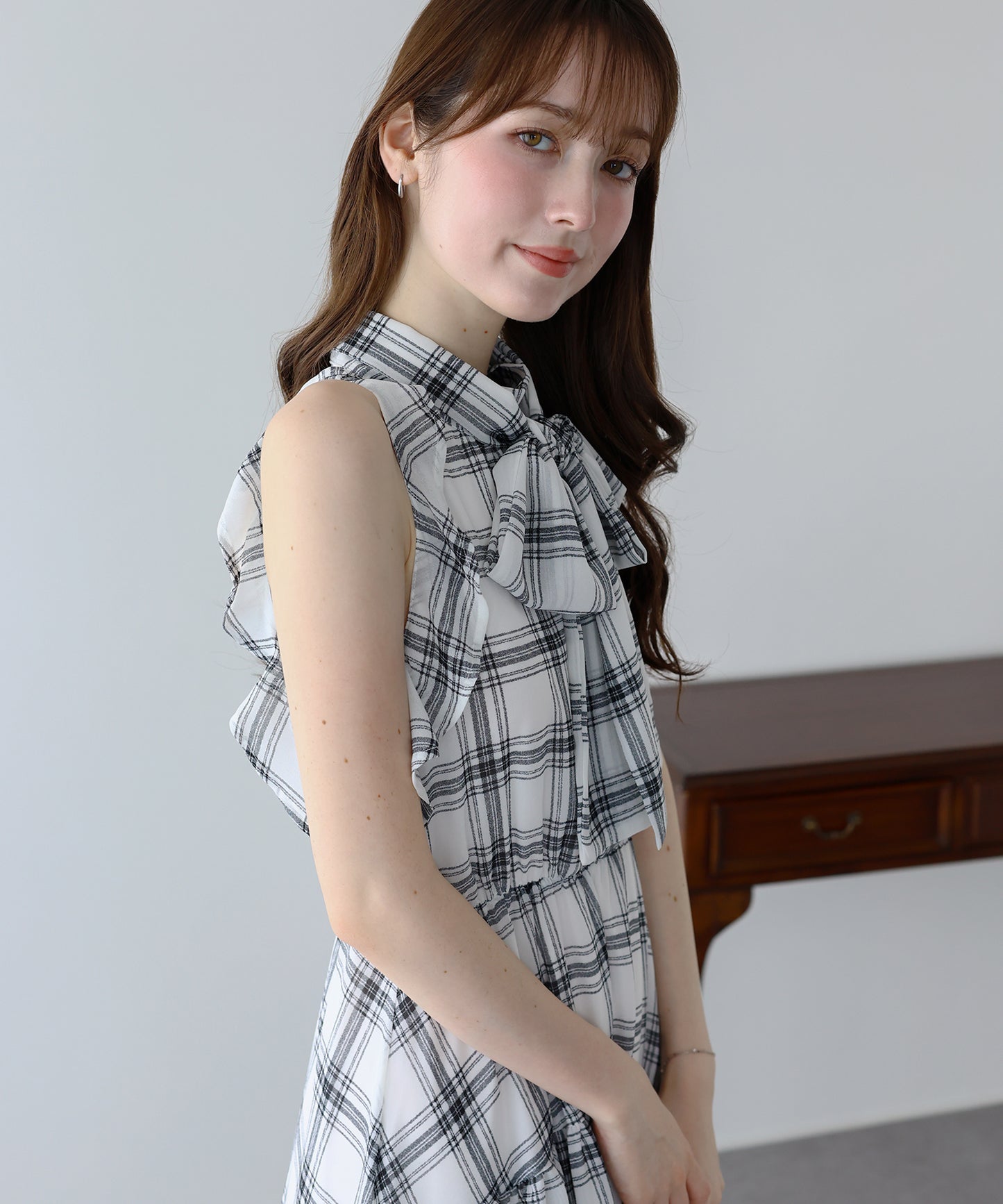 《2サイズ展開》2WAYボウタイ アメスリチェックワンピース