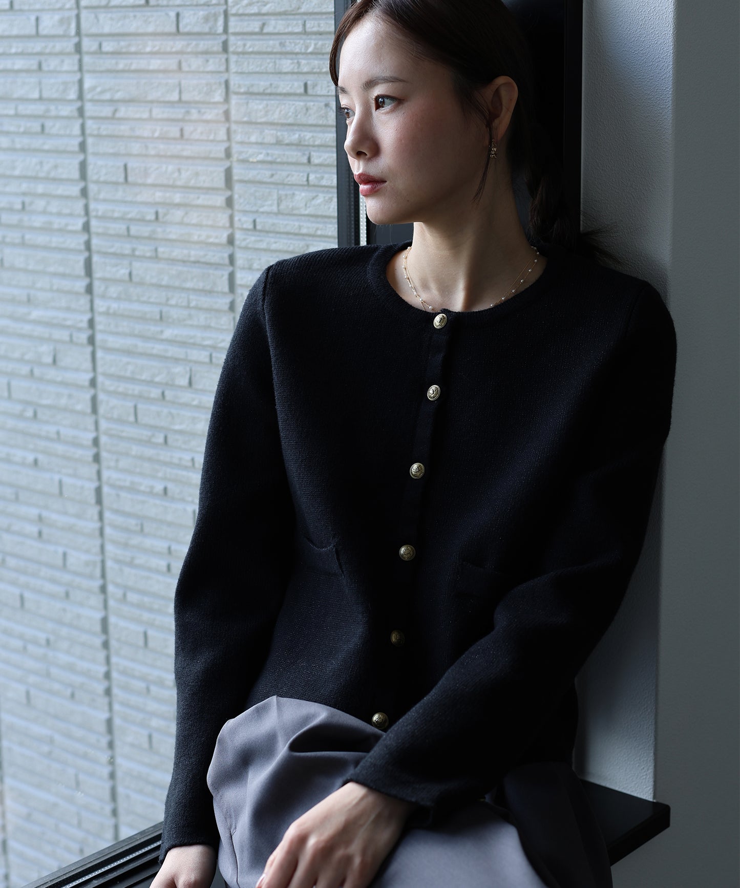 【早割5％OFF】ゴールドボタンラメニットジャケット