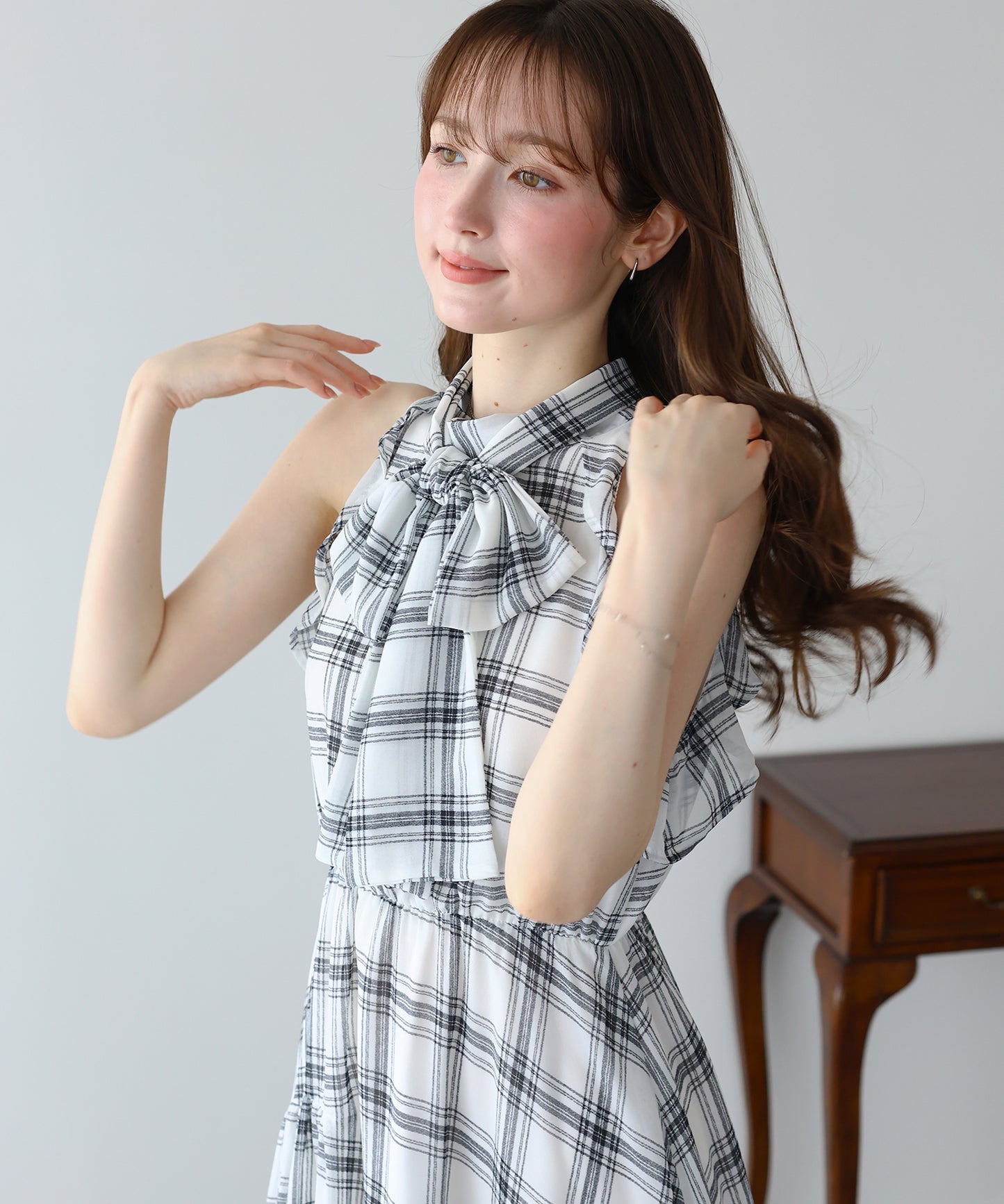 《2サイズ展開》2WAYボウタイ アメスリチェックワンピース