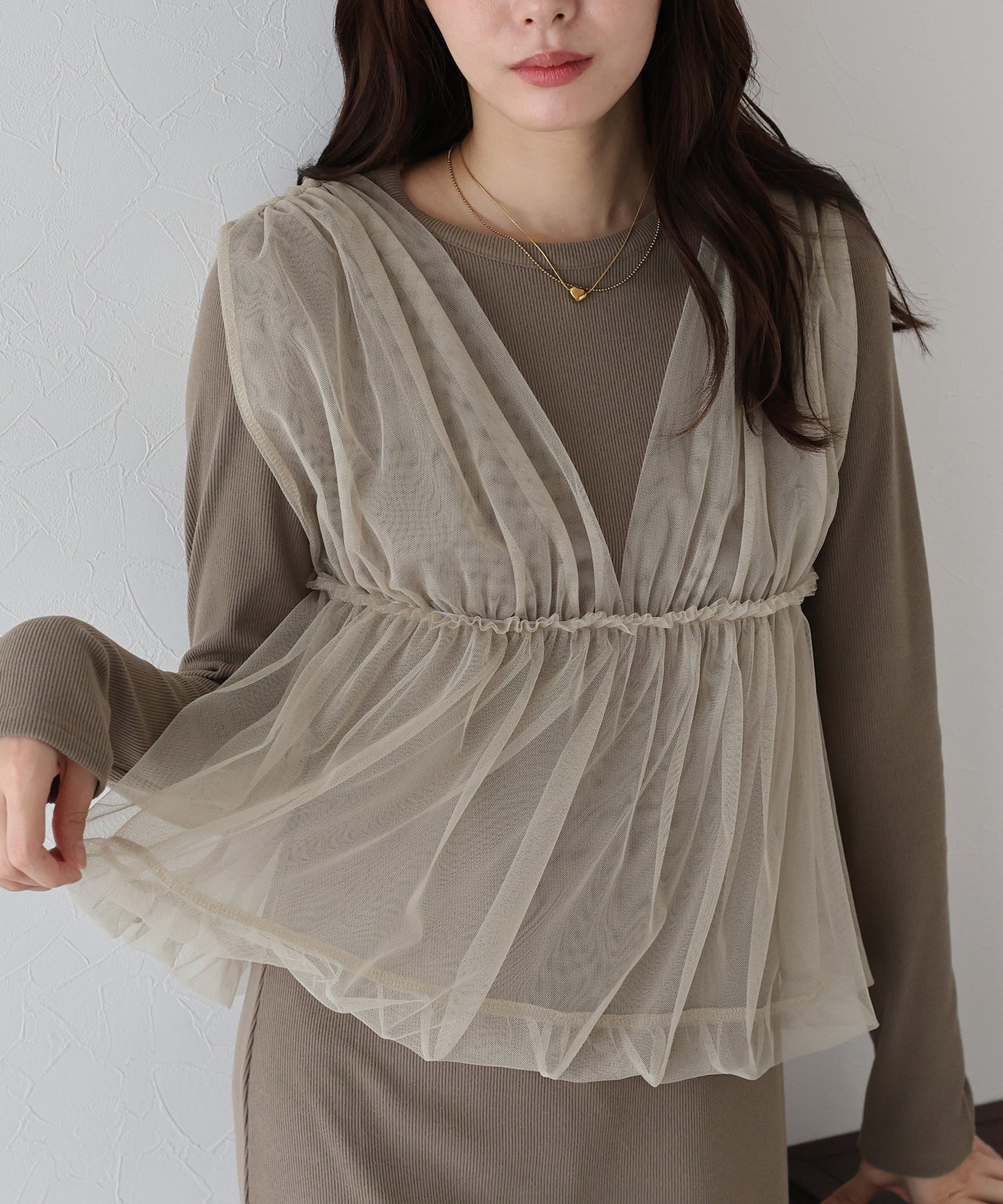 チュールバルーンドッキングワンピース