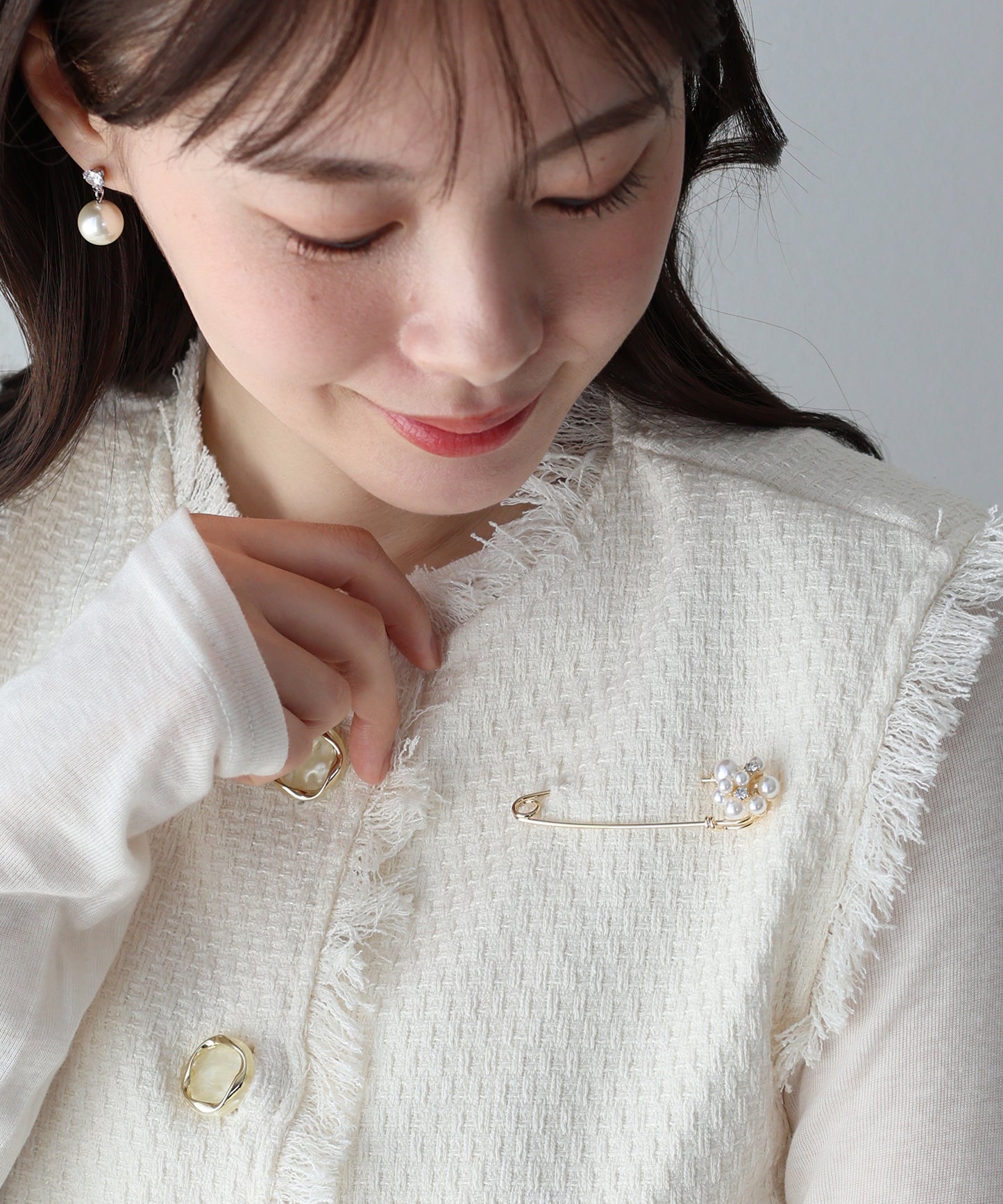 【早割5％OFF】パールビジューキルトピンブローチ【ネコポス】