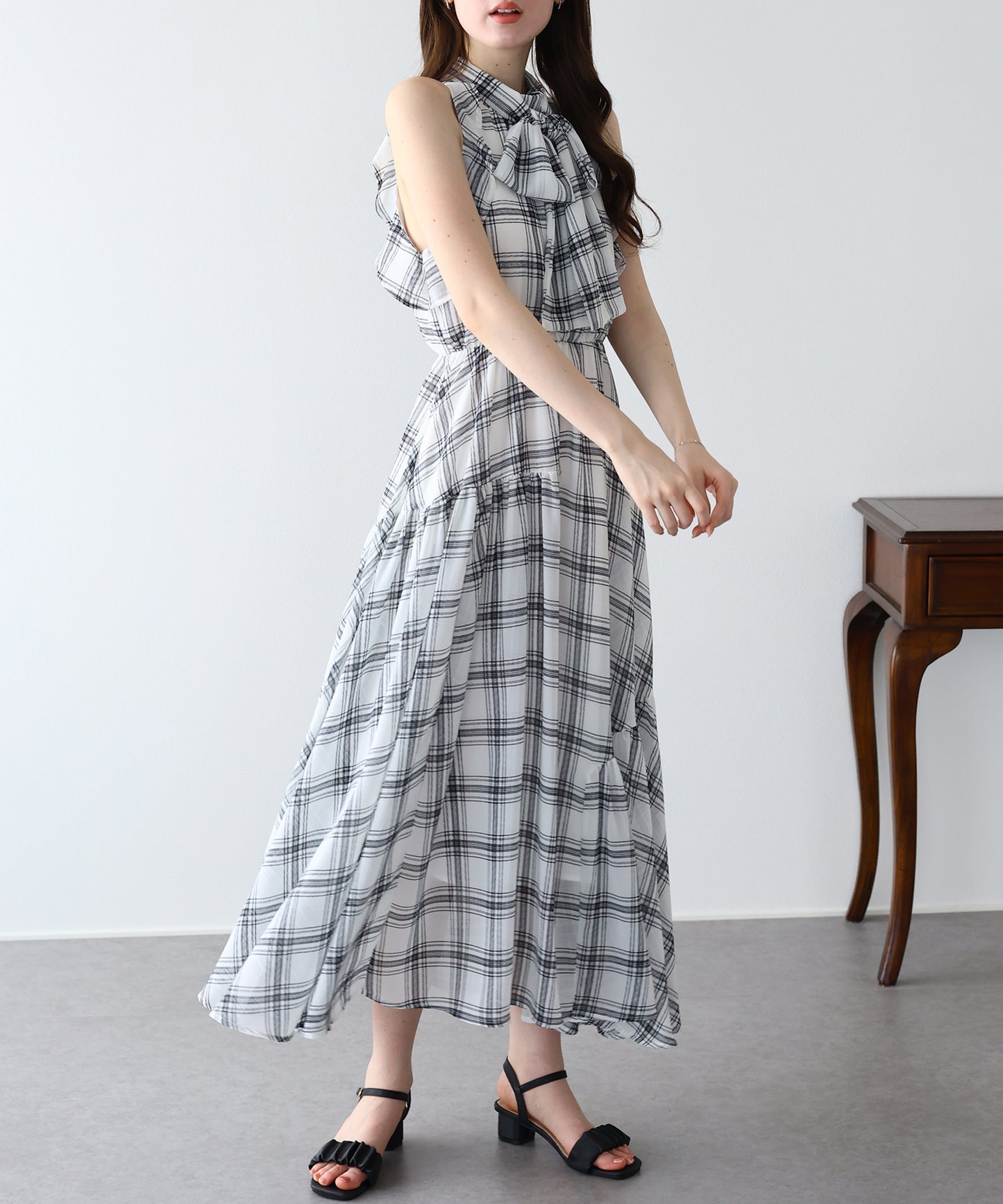 【早割5％OFF】《2サイズ展開》2WAYボウタイ アメスリチェックワンピース