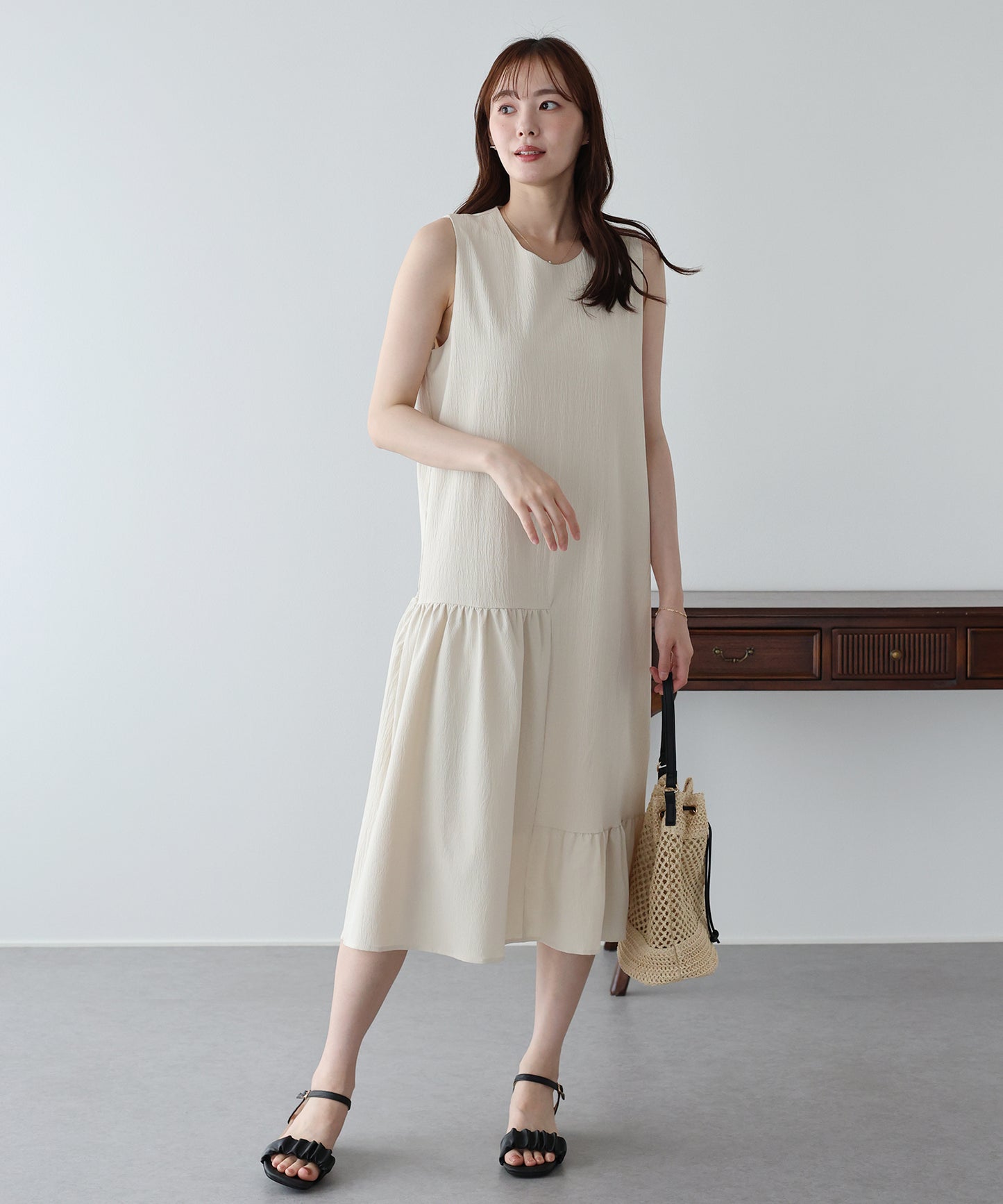 【早割5％OFF】アシンメトリーティアードワンピース