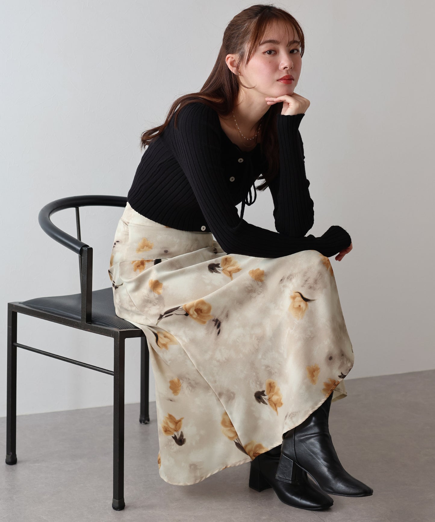 フラワープリント マーメイドスカート