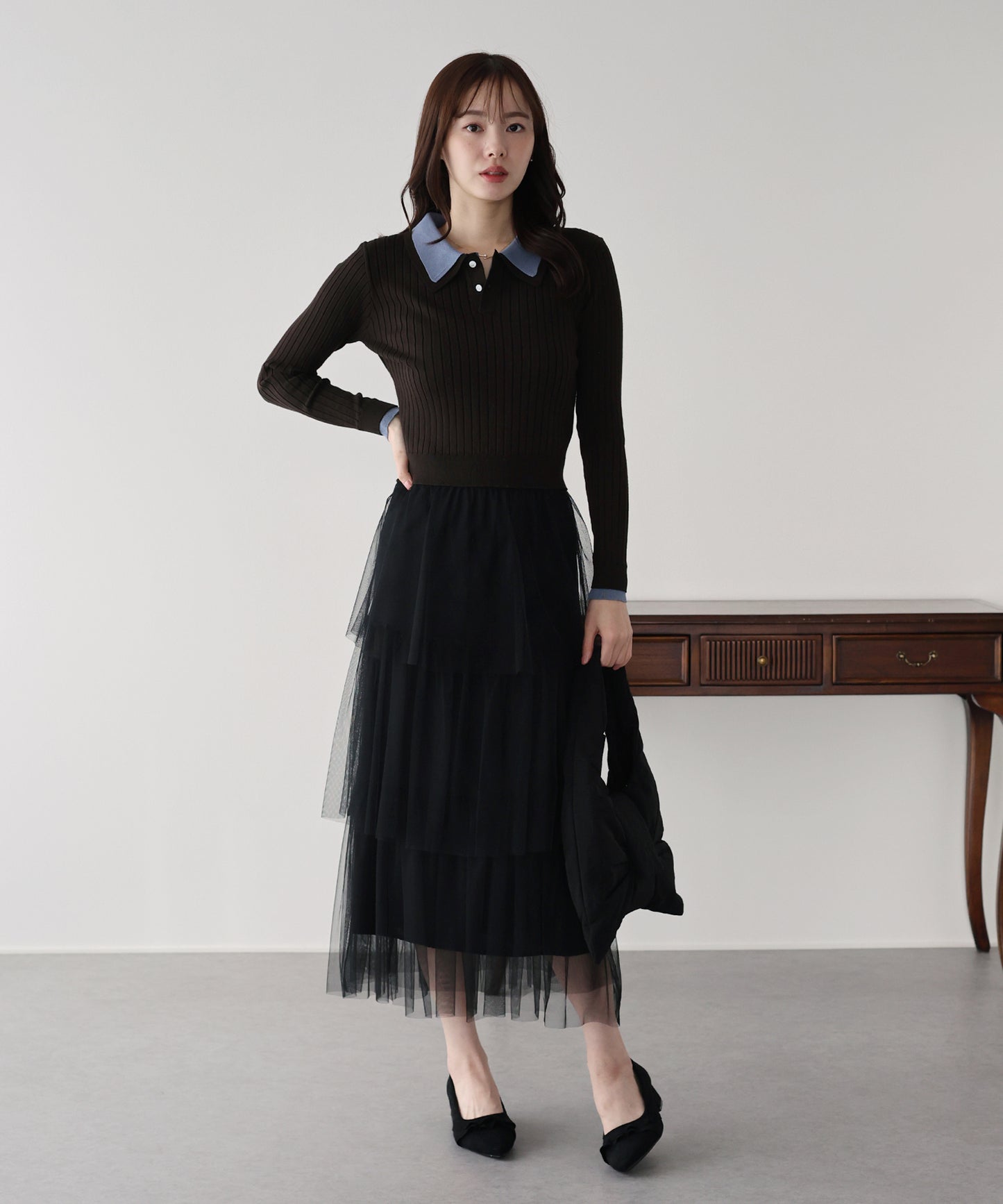 ダブル襟ポロニット