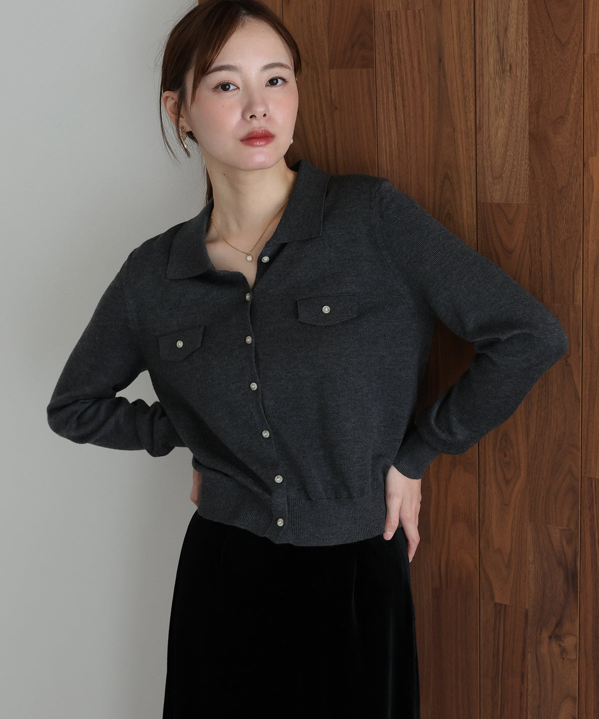 【早割5％OFF】ウール混ポケットデザインニット