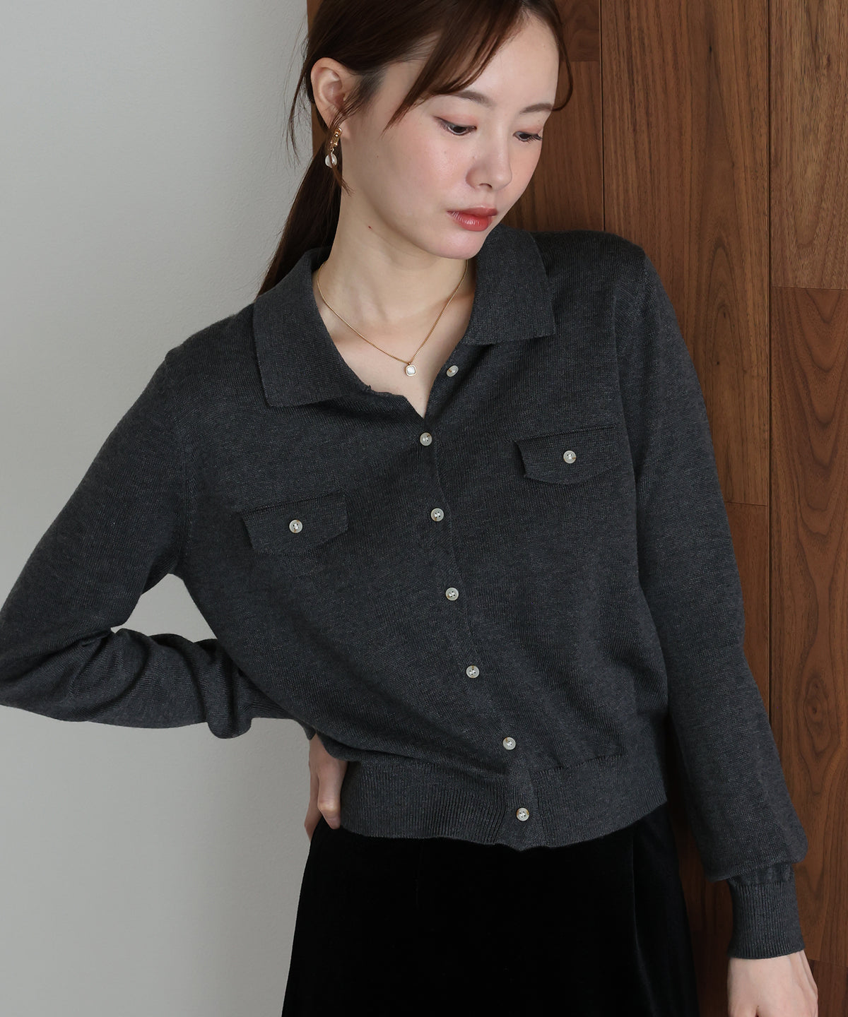 【早割5％OFF】ウール混ポケットデザインニット