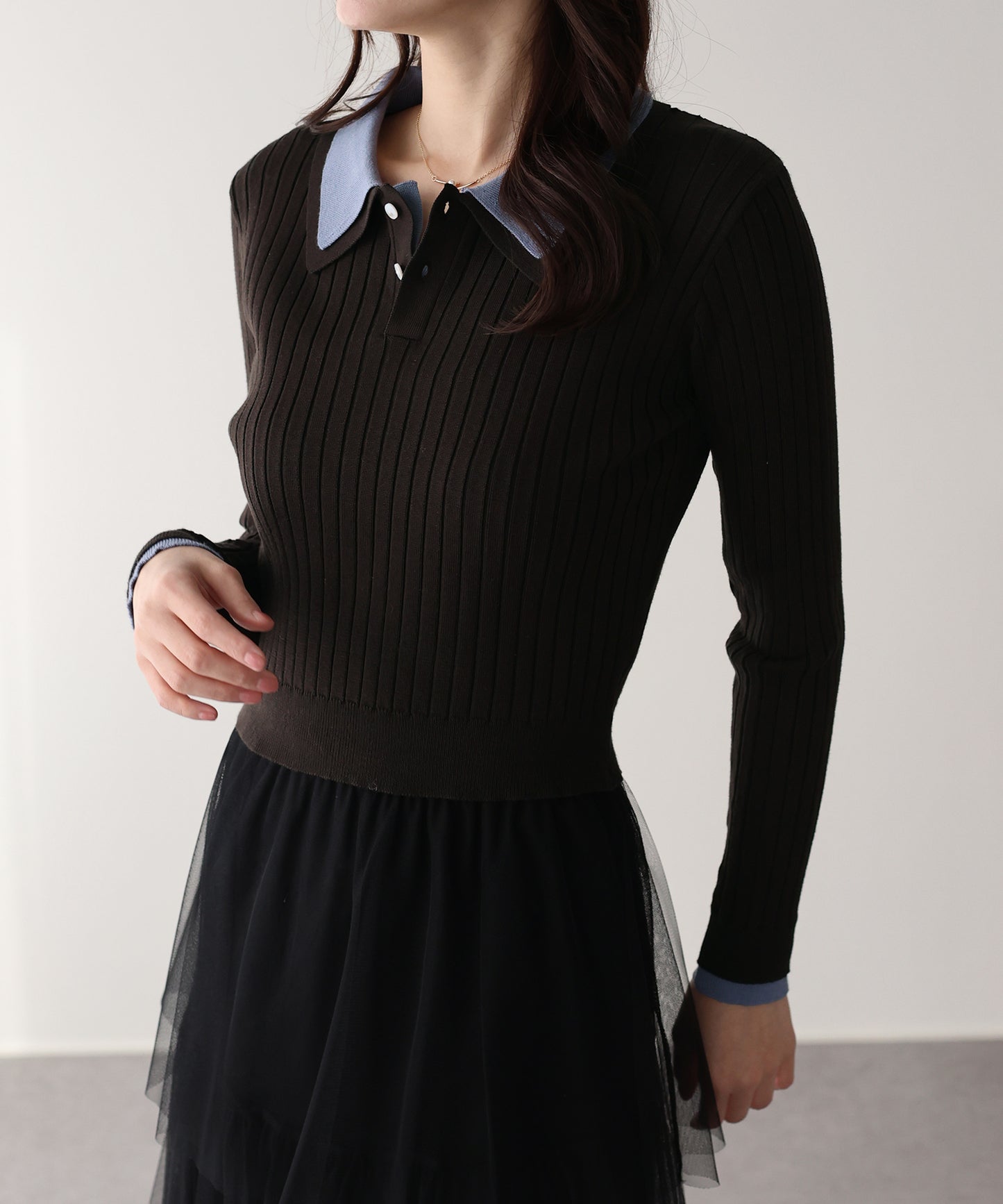 ダブル襟ポロニット