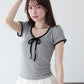 【SALE】バイカラーリボンカットソー【メール便】