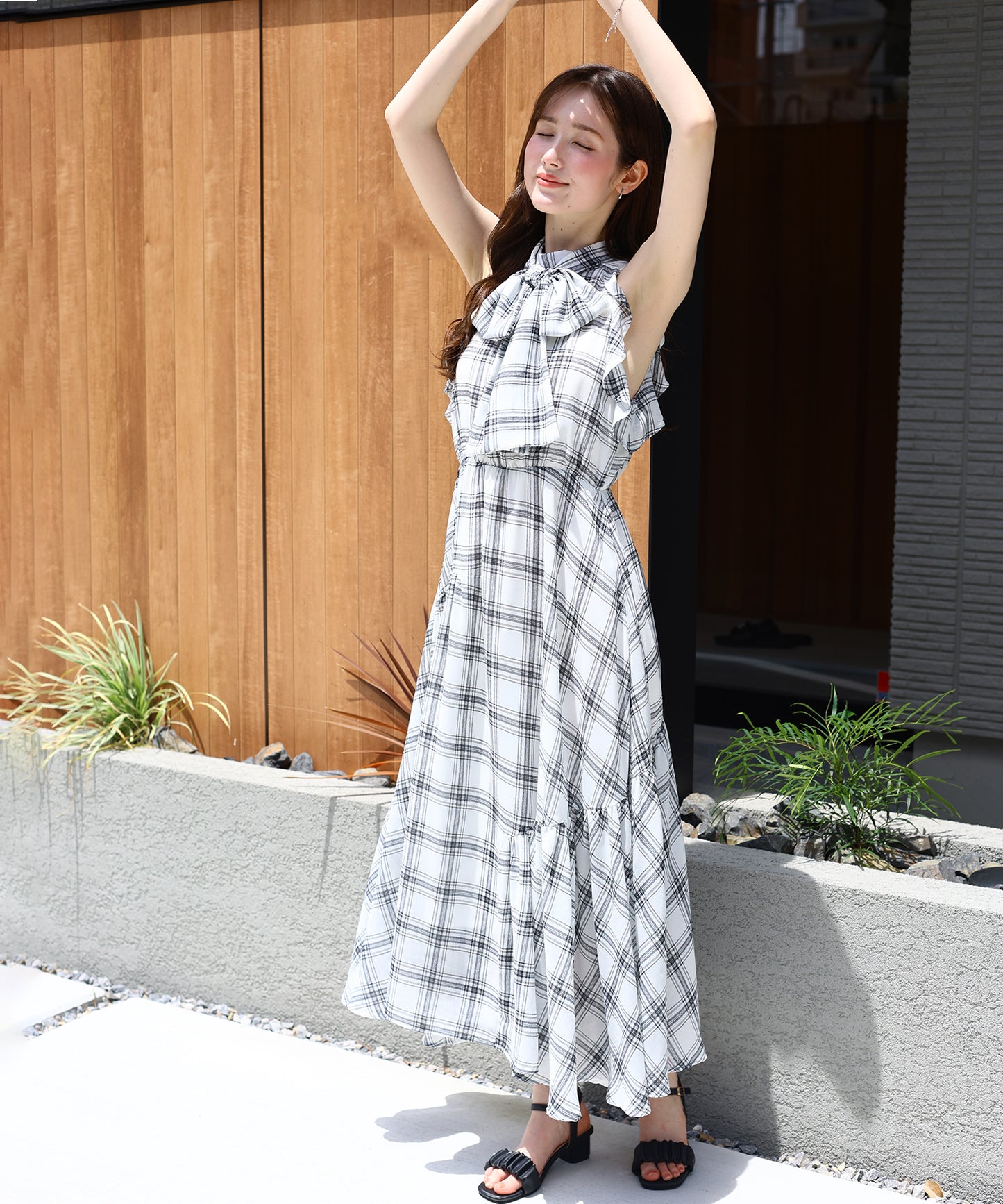 【早割5％OFF】《2サイズ展開》2WAYボウタイ アメスリチェックワンピース