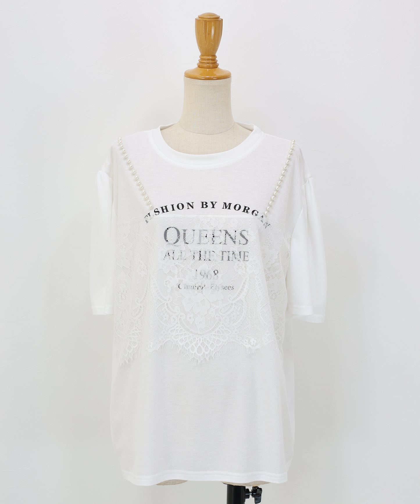 パール付きレースドッキングロゴTシャツ【メール便】