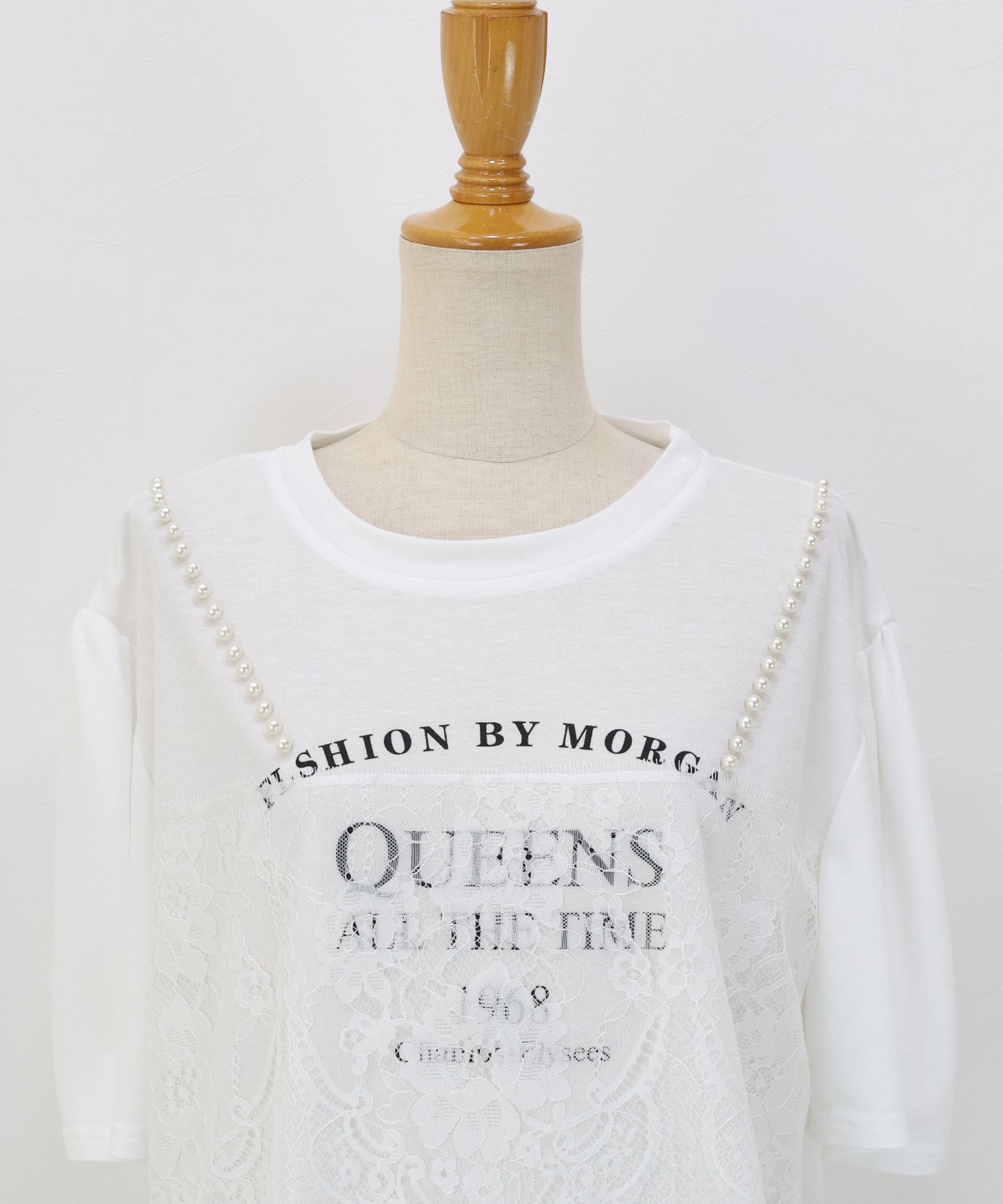 パール付きレースドッキングロゴTシャツ【メール便】