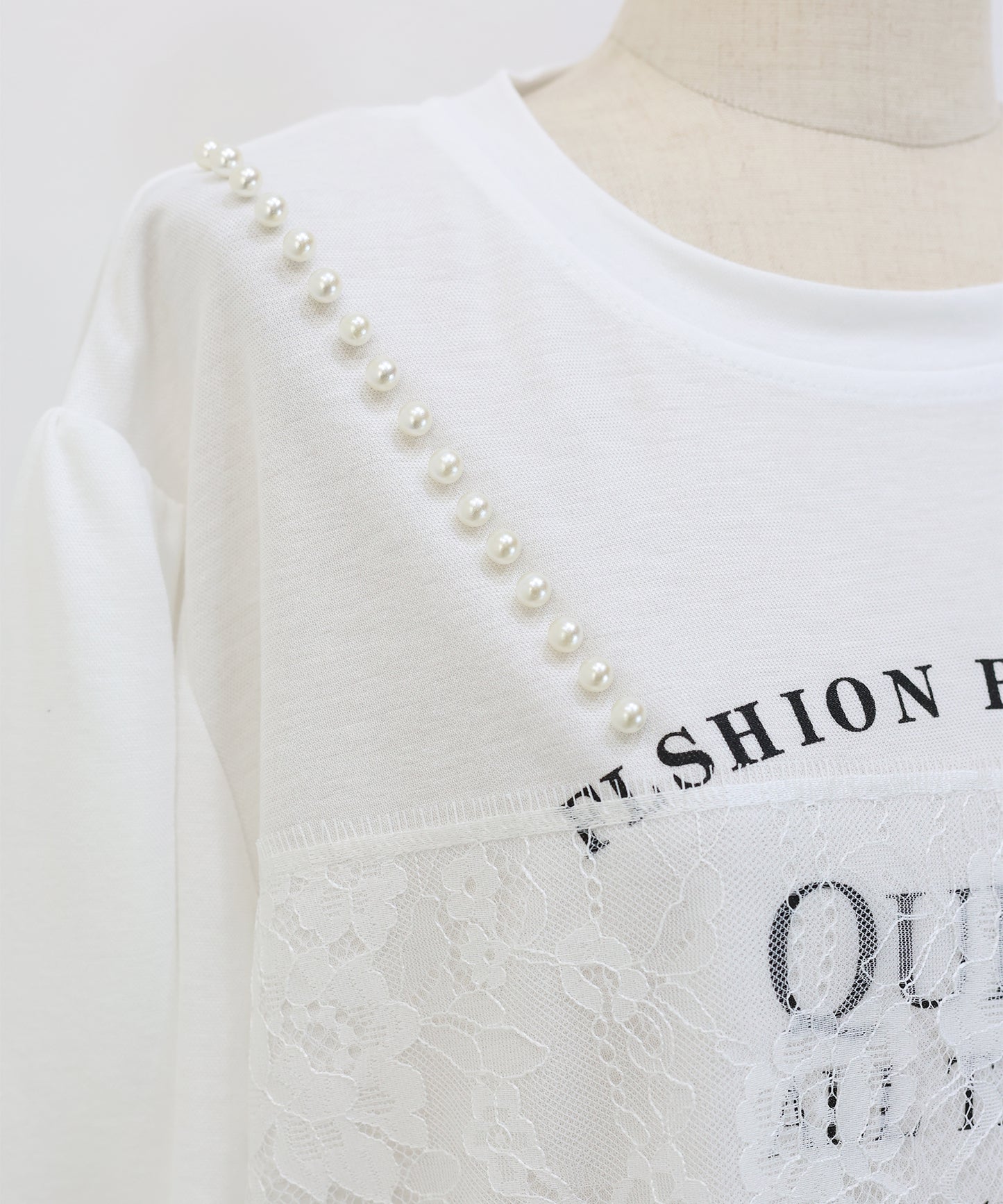 パール付きレースドッキングロゴTシャツ【メール便】