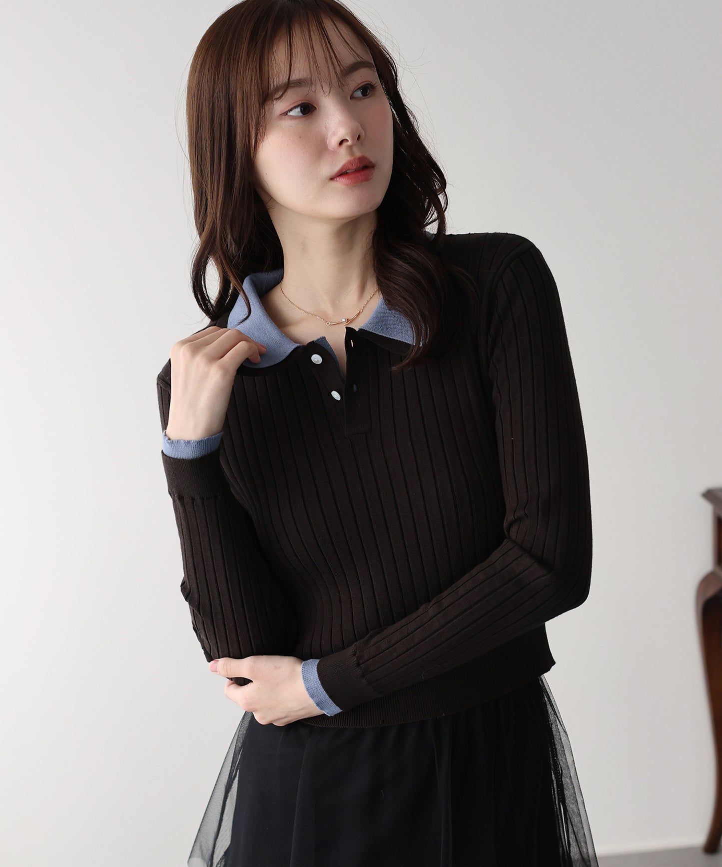 ダブル襟ポロニット