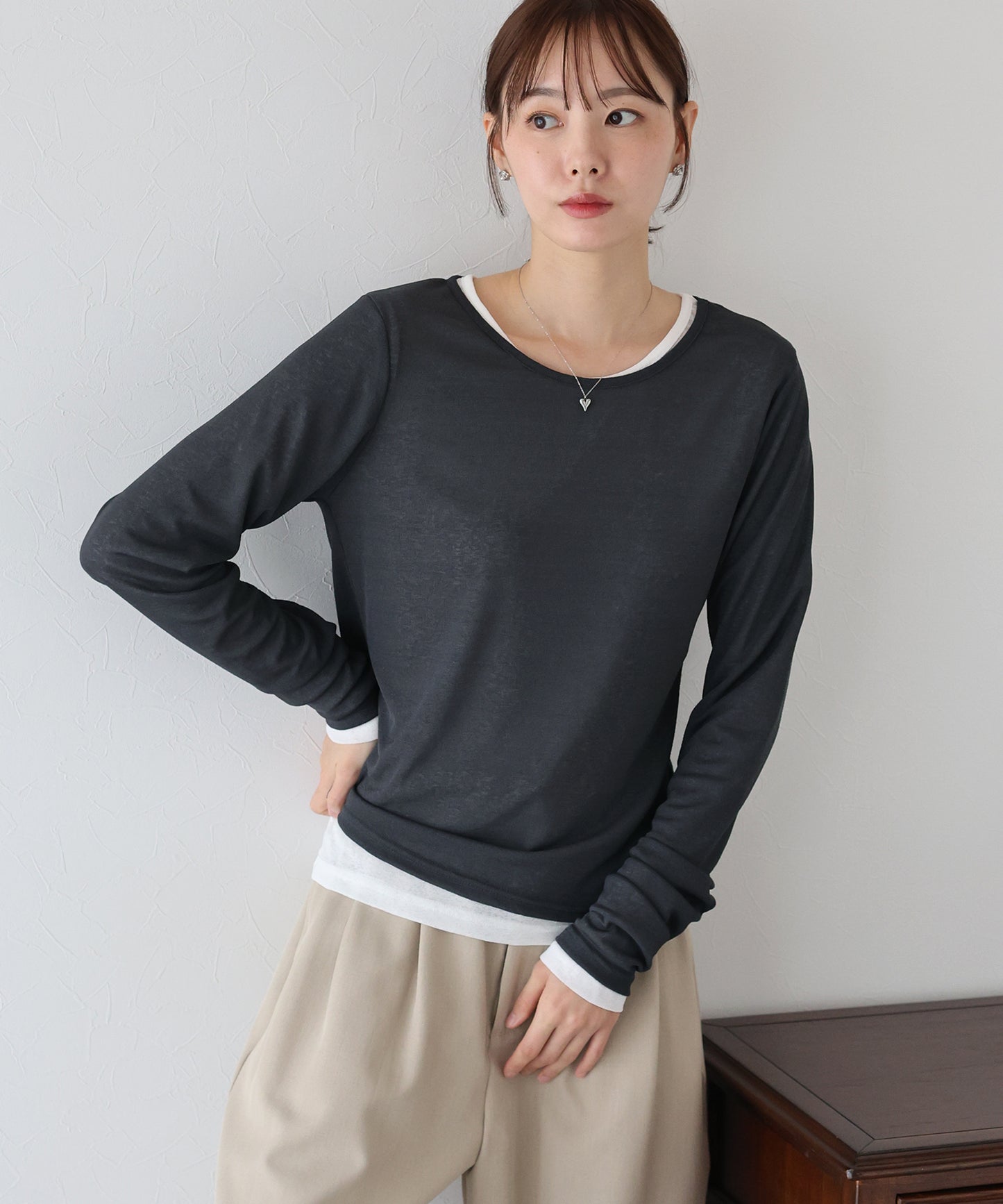 【TIME SALE】クルーネックシアートップス【ネコポス】