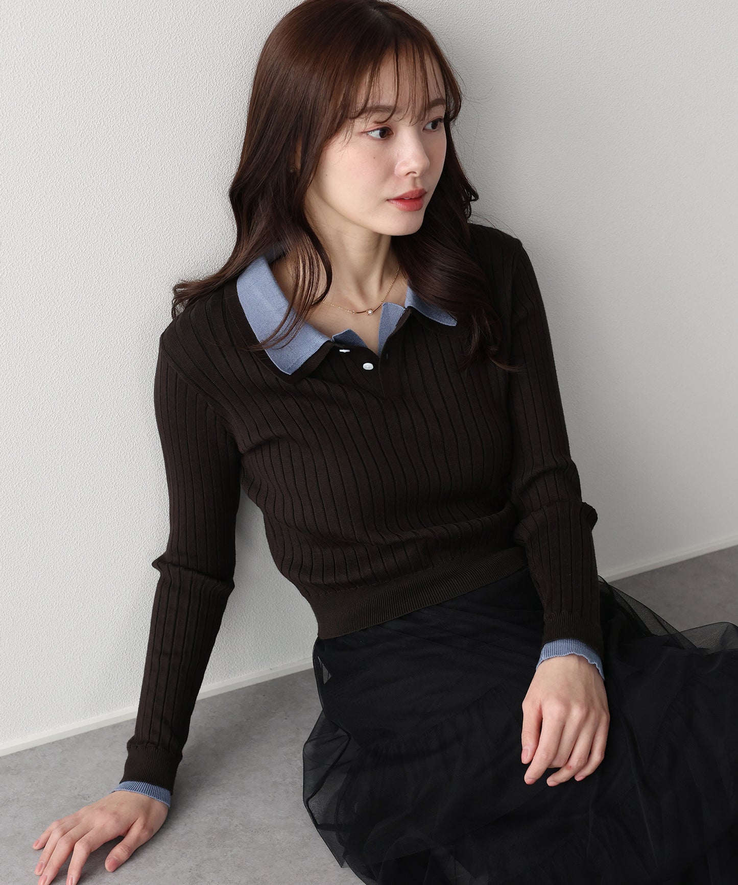 ダブル襟ポロニット