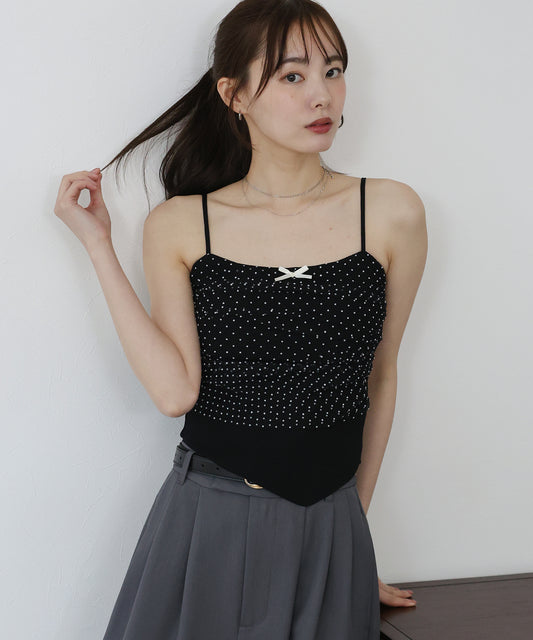 【SALE】カップ付きドットチュールキャミソール【ネコポス】