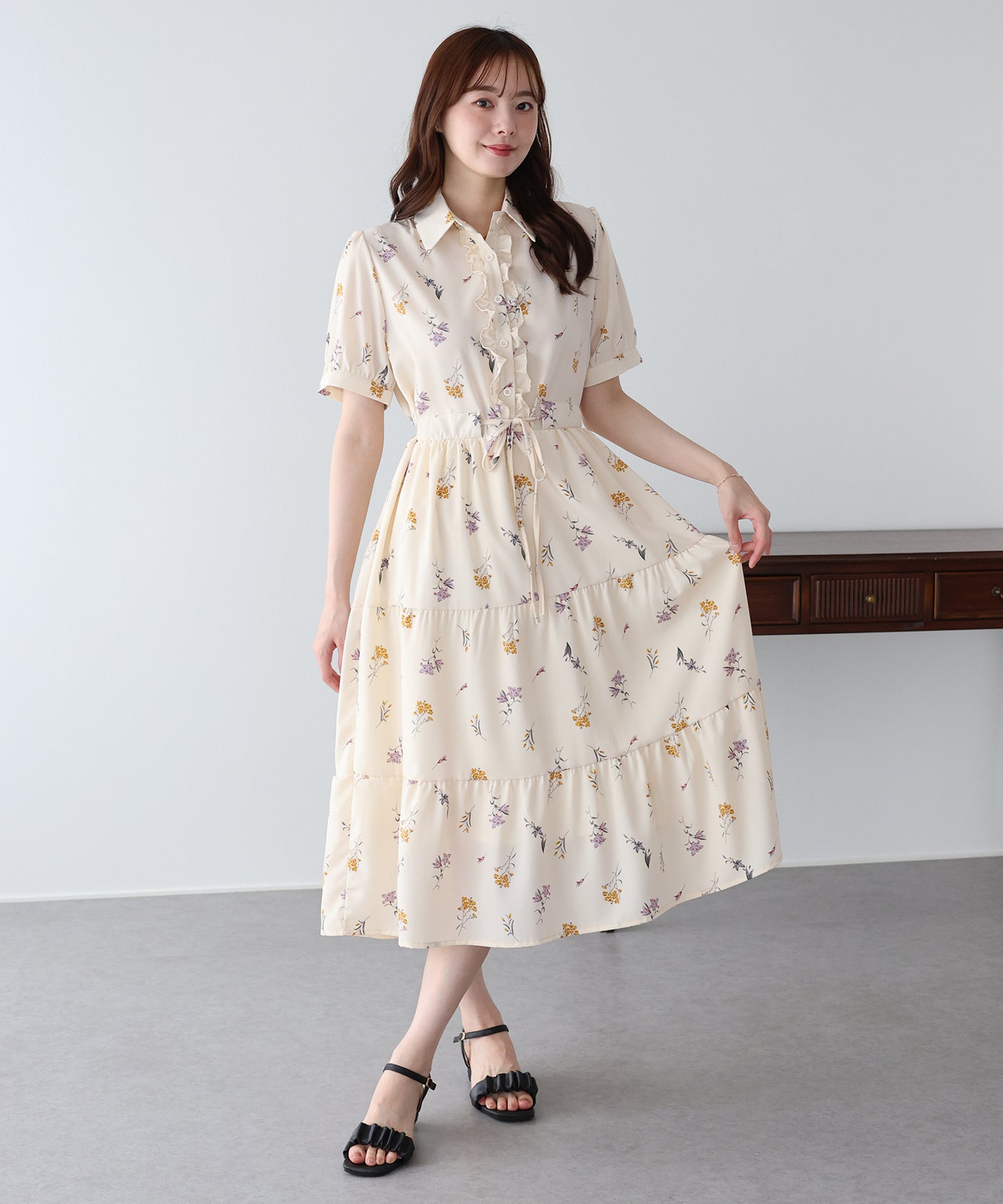 【早割5％OFF】フロントフリルワンピース