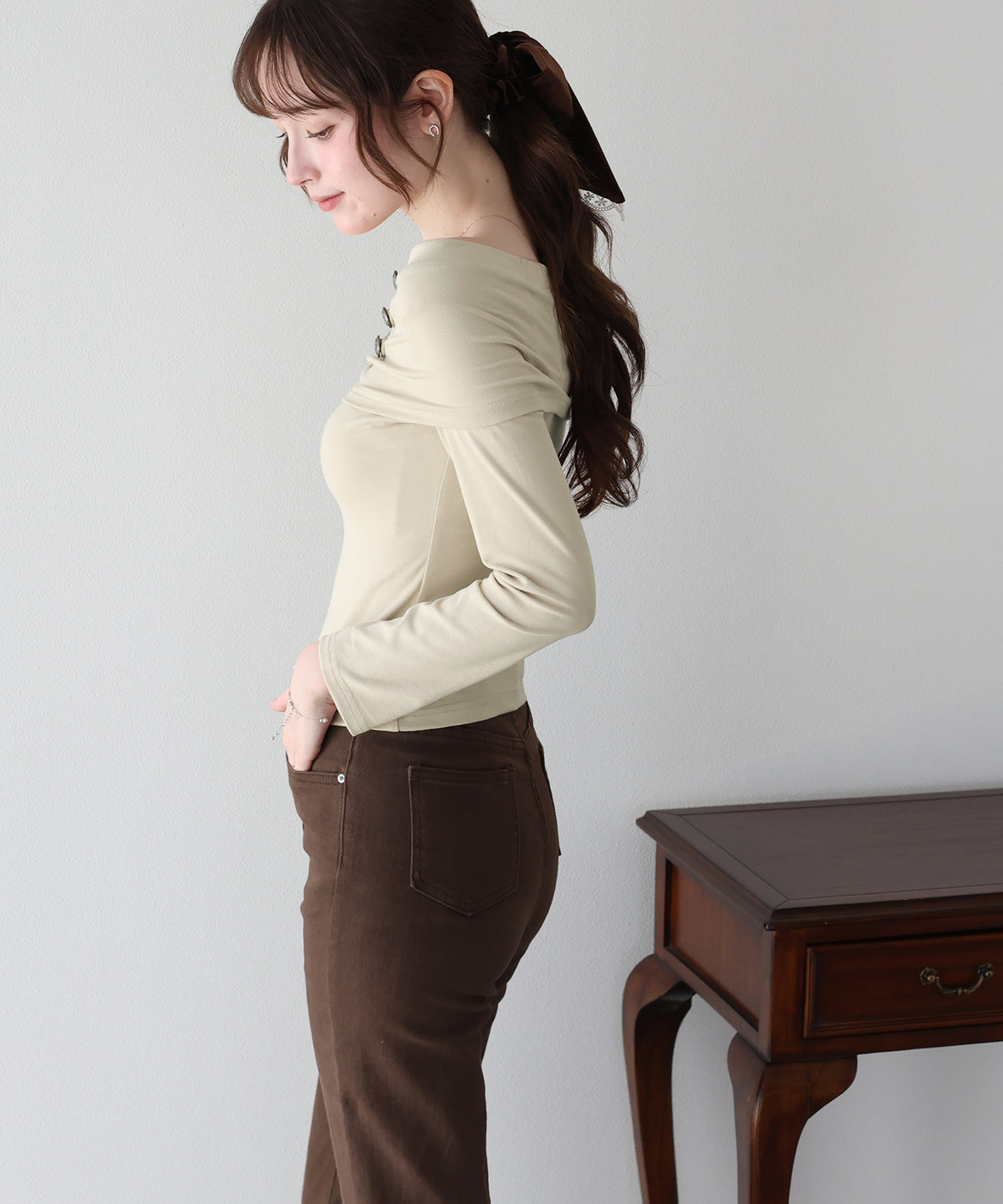 【早割5％OFF】ナポレオンオフショルダーカットソー【メール便】