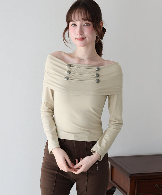 【早割5％OFF】ナポレオンオフショルダーカットソー【メール便】