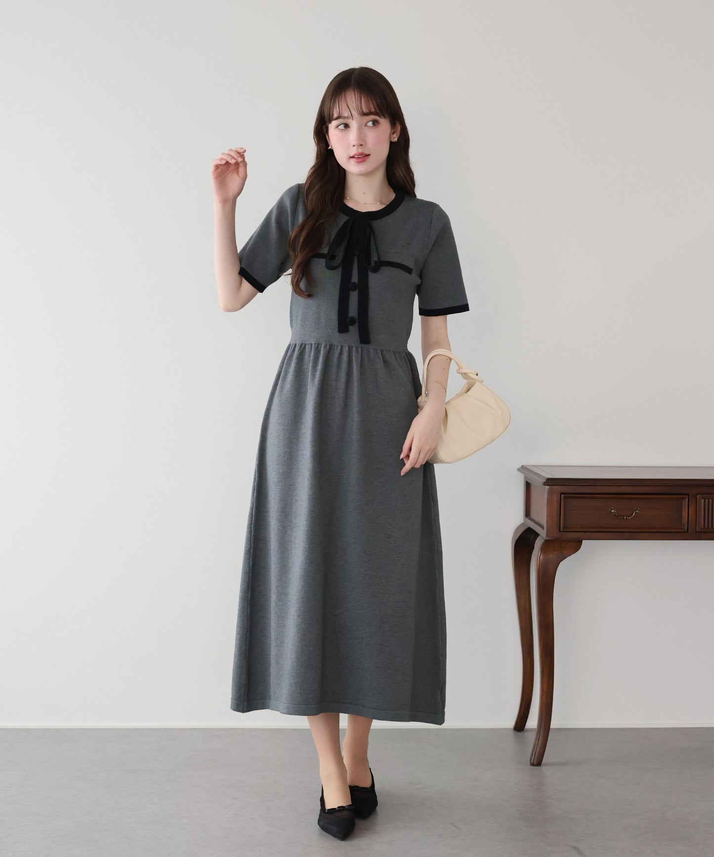 【早割5％OFF】バイカラーニットワンピース